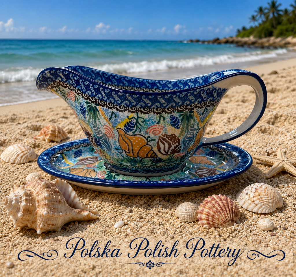 Polish Pottery Gravy Boat - Unikat 1899 Seashells