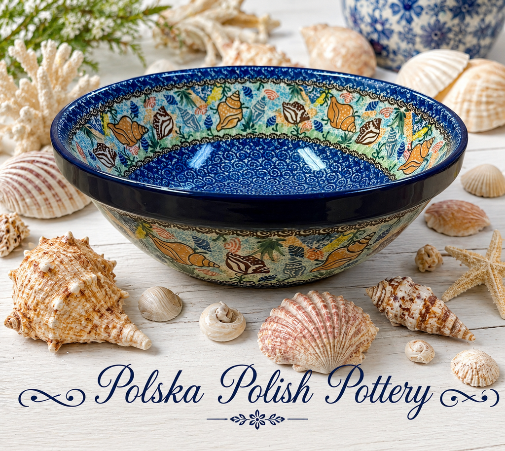 Polish Pottery Large Mix Bowl - Unikat 1899 Seashells