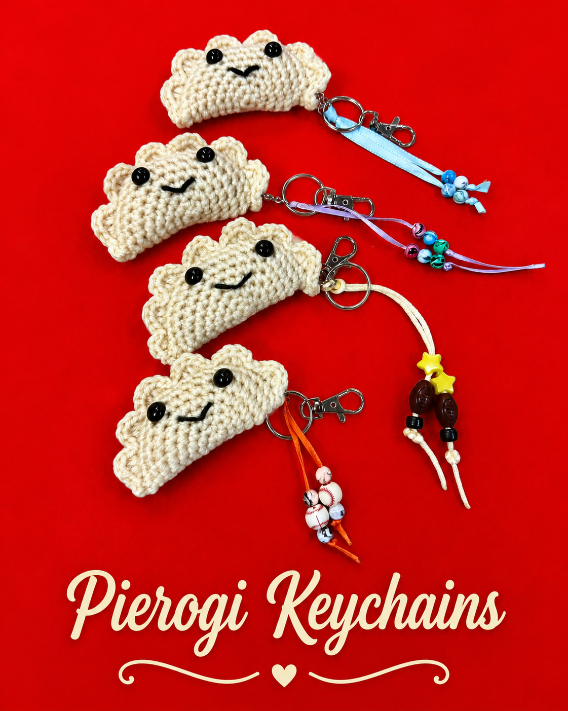 Pierogi Keychains - Hand Crocheted