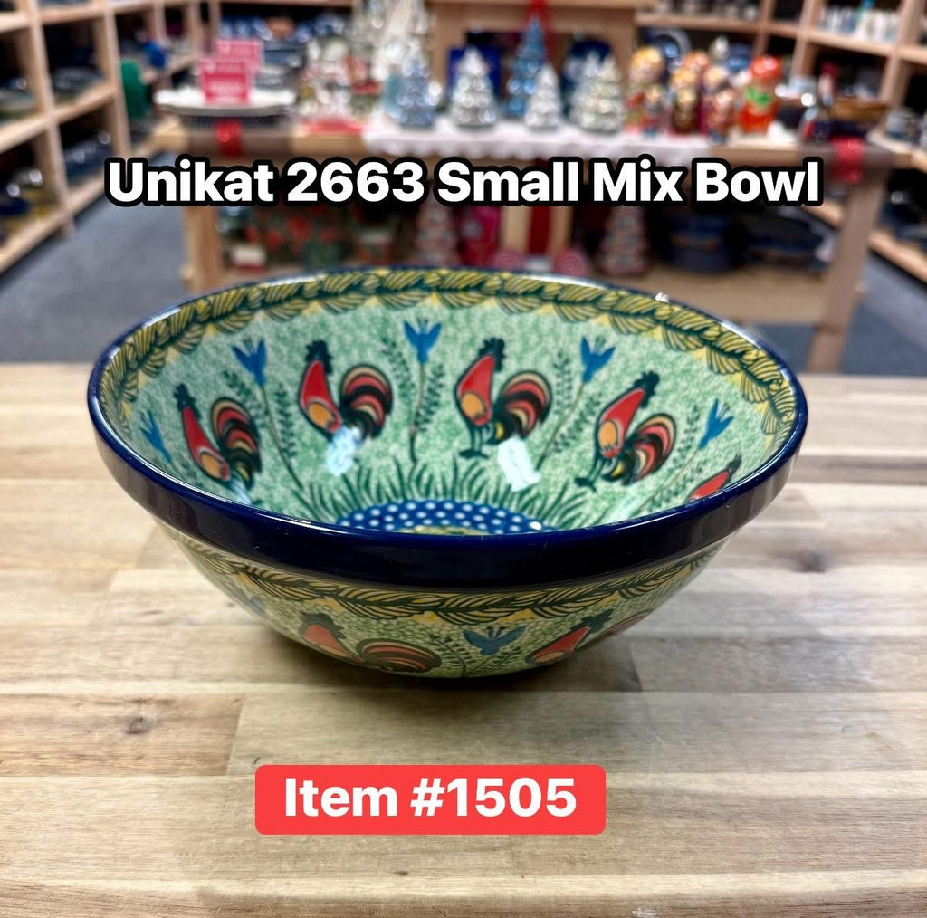 Polish Pottery Unikat 2663(Rooster) Small Mix Bowl