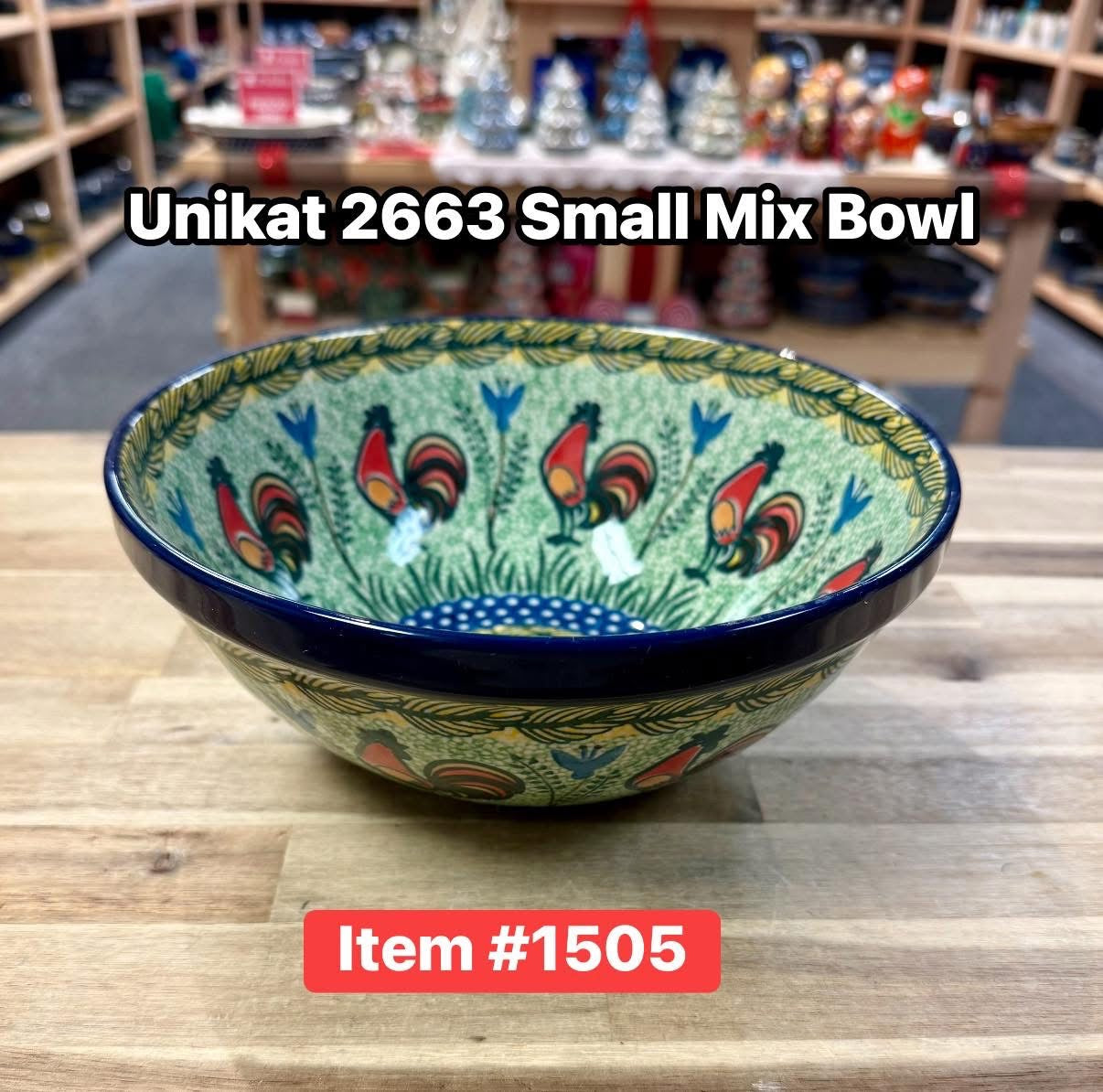 Polish Pottery Unikat 2663(Rooster) Small Mix Bowl