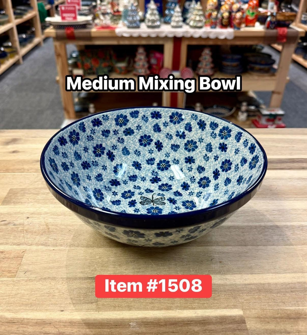 Polish Pottery Traditional(Blue Dragonfly) Medium Mix Bowl