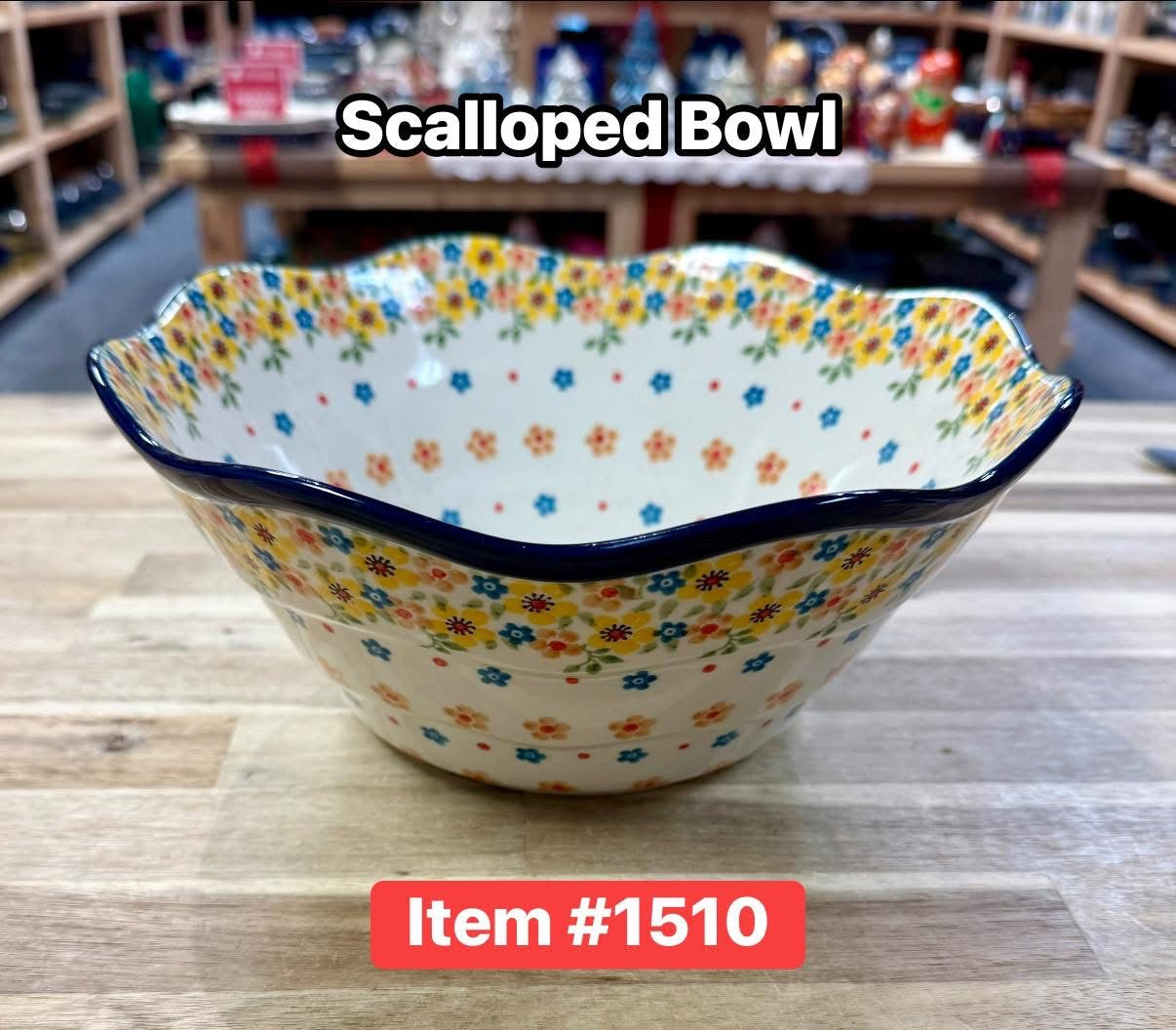 Polish Pottery Traditional(Yellow Flowers) Sculpted Bowl
