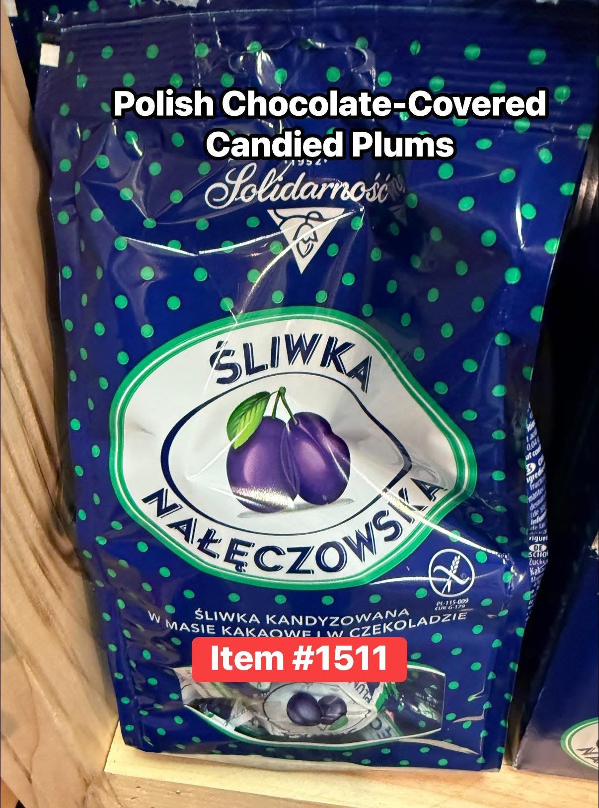 Sliwka Naleczowska Polish Chocolate Covered Candied Plums( Indivdually Wrapped)