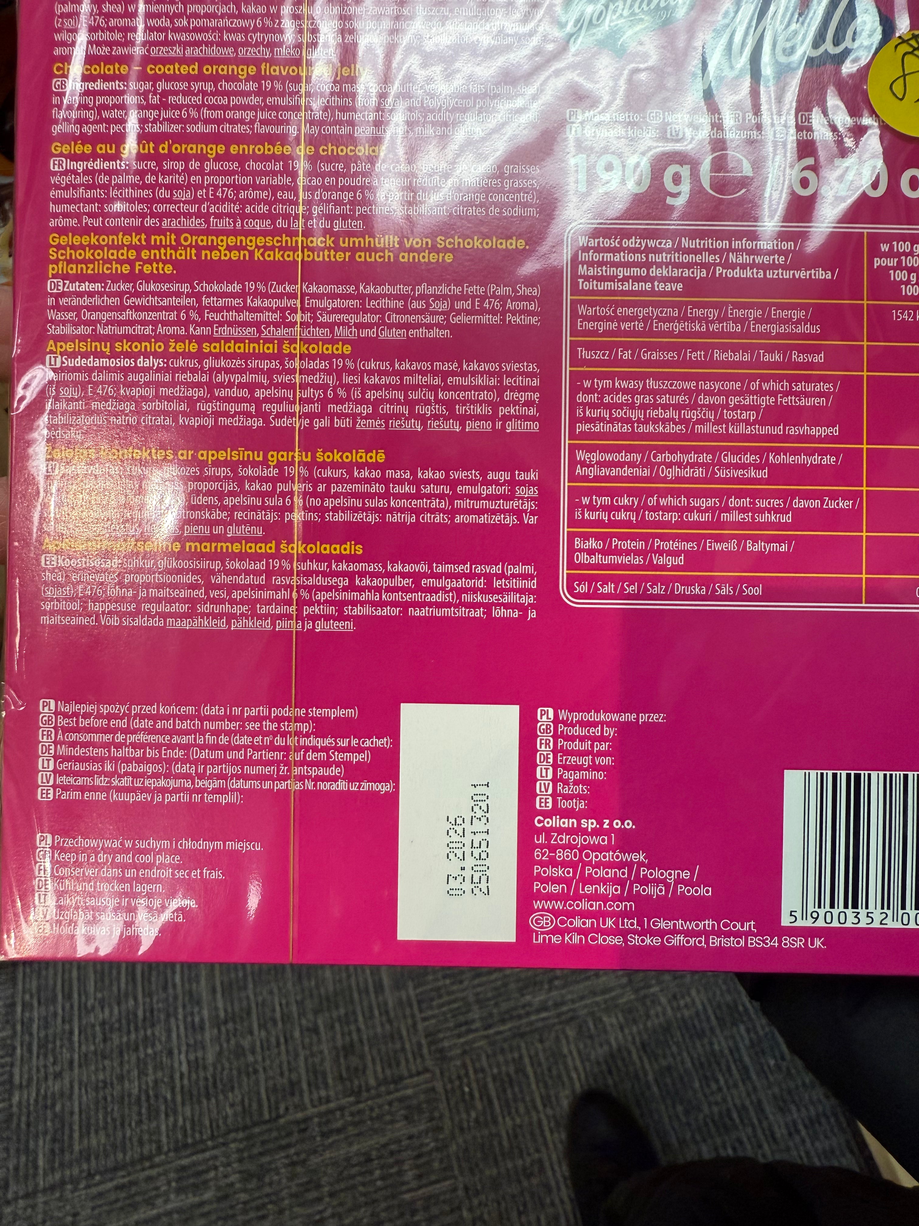 Mella Polish Chocolate Covered Jelly Candy(Orange)