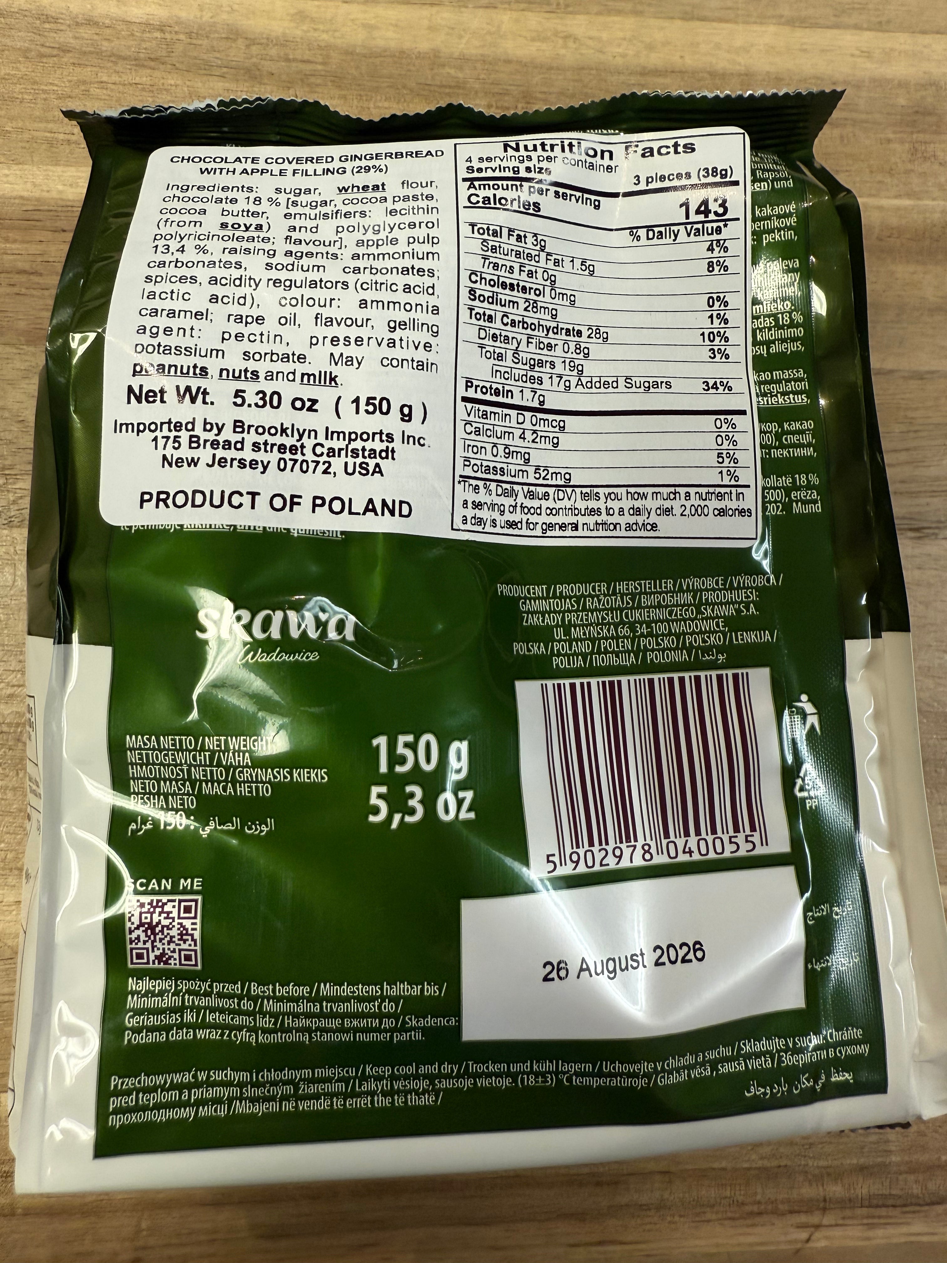 Basniowe Pierniczki Polish Chocolate Covered Gingerbread w/ Apple Filling Heart-Shaped Cookies