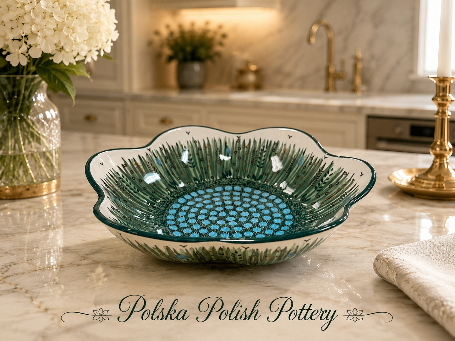 Polish Pottery Clover Shaped Bowl - Unikat 803