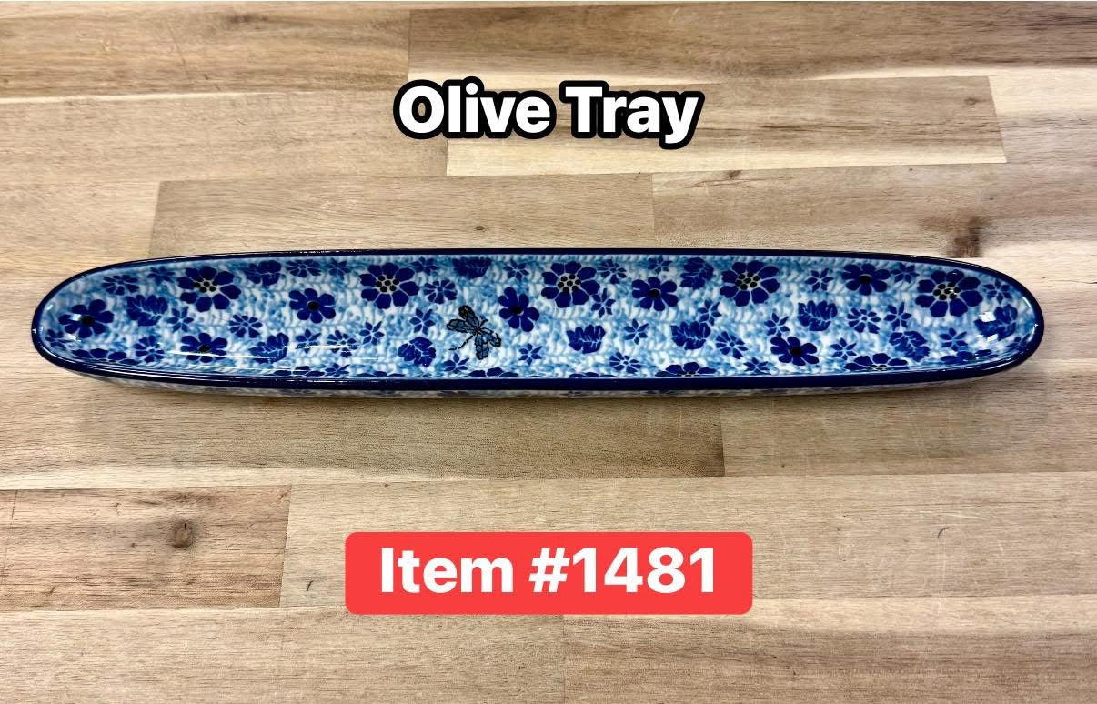 Polish Pottery Traditional(Blue Dragonfly) Olive Tray