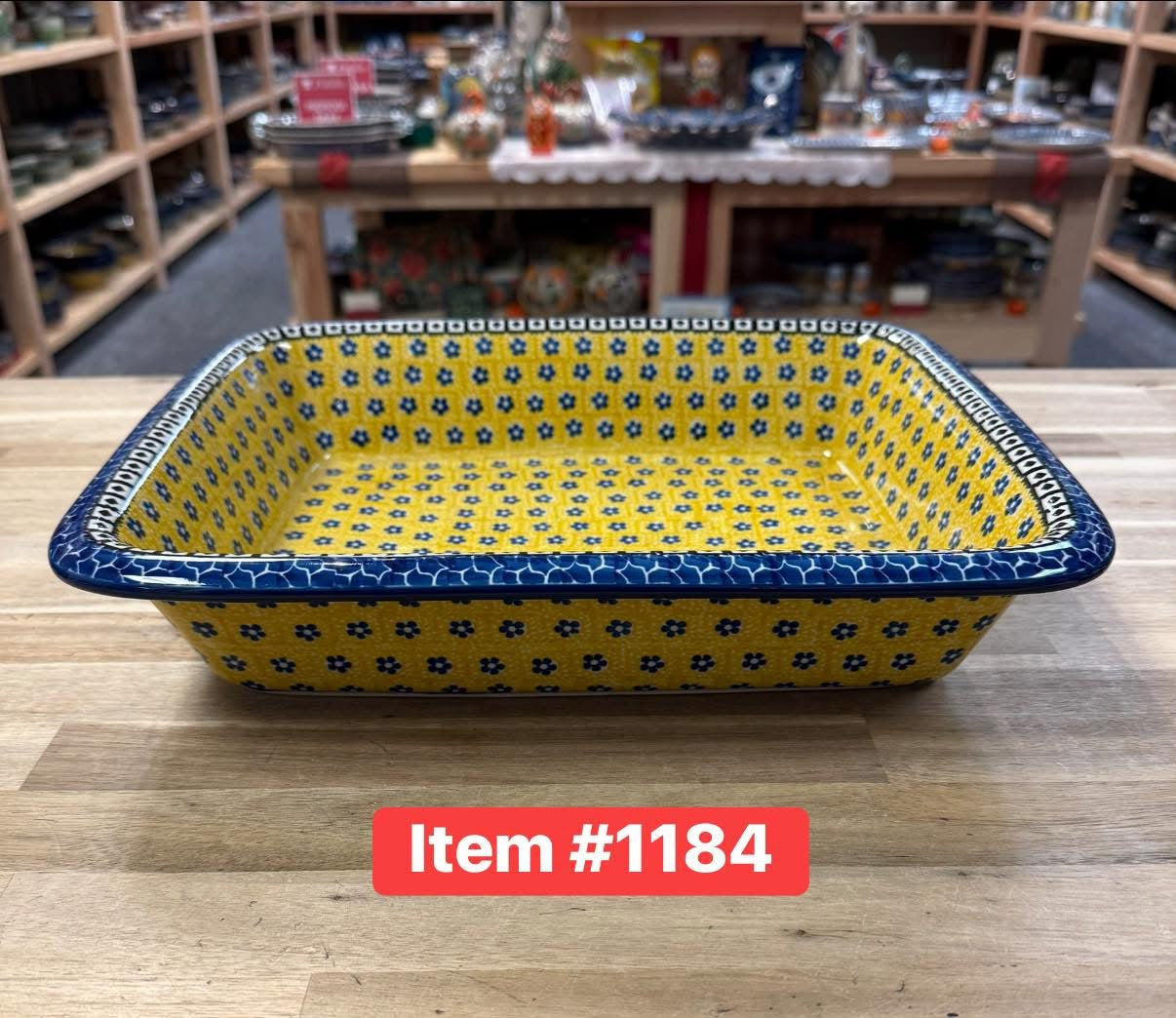Polish Pottery Traditional(Yellow/Blue) Casserole Lasagna Pan