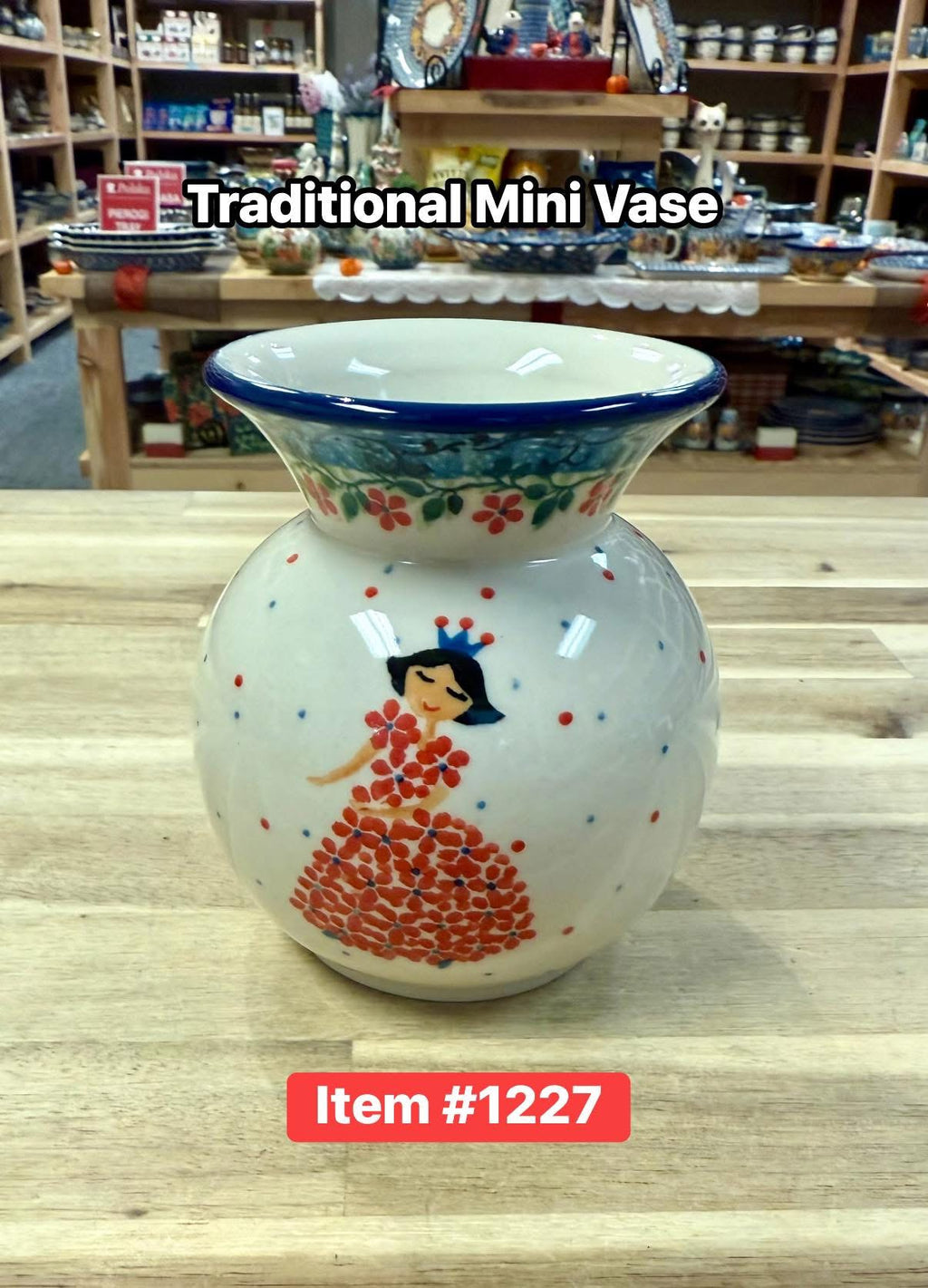 Polish Pottery Traditional(Polish Princess) Mini Vase