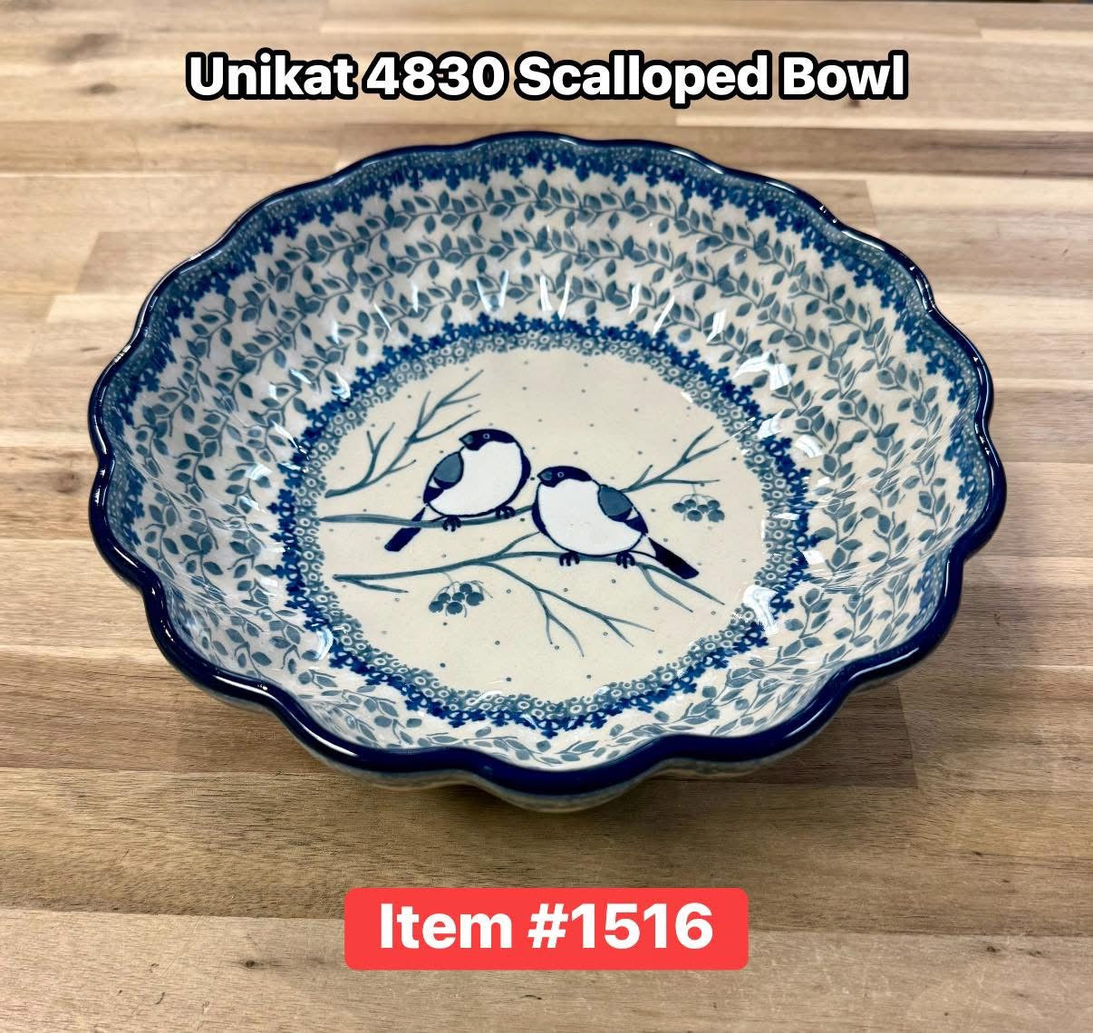 Polish Pottery Unikat 4830 Scalloped Bowl