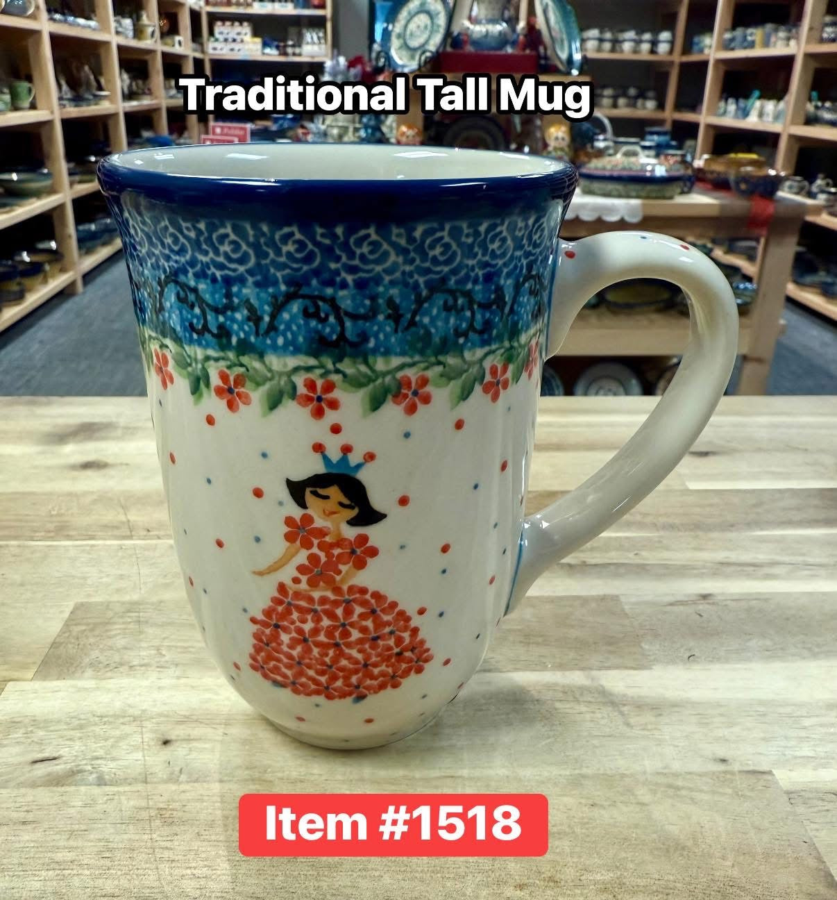 Polish Pottery Traditional(Polish Princess) Tall Mug