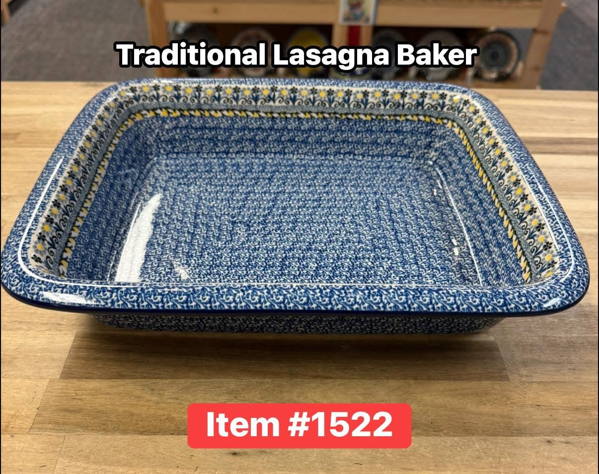 Polish Pottery Traditional(Blue/Yellow) Casserole/Lasagna Pan