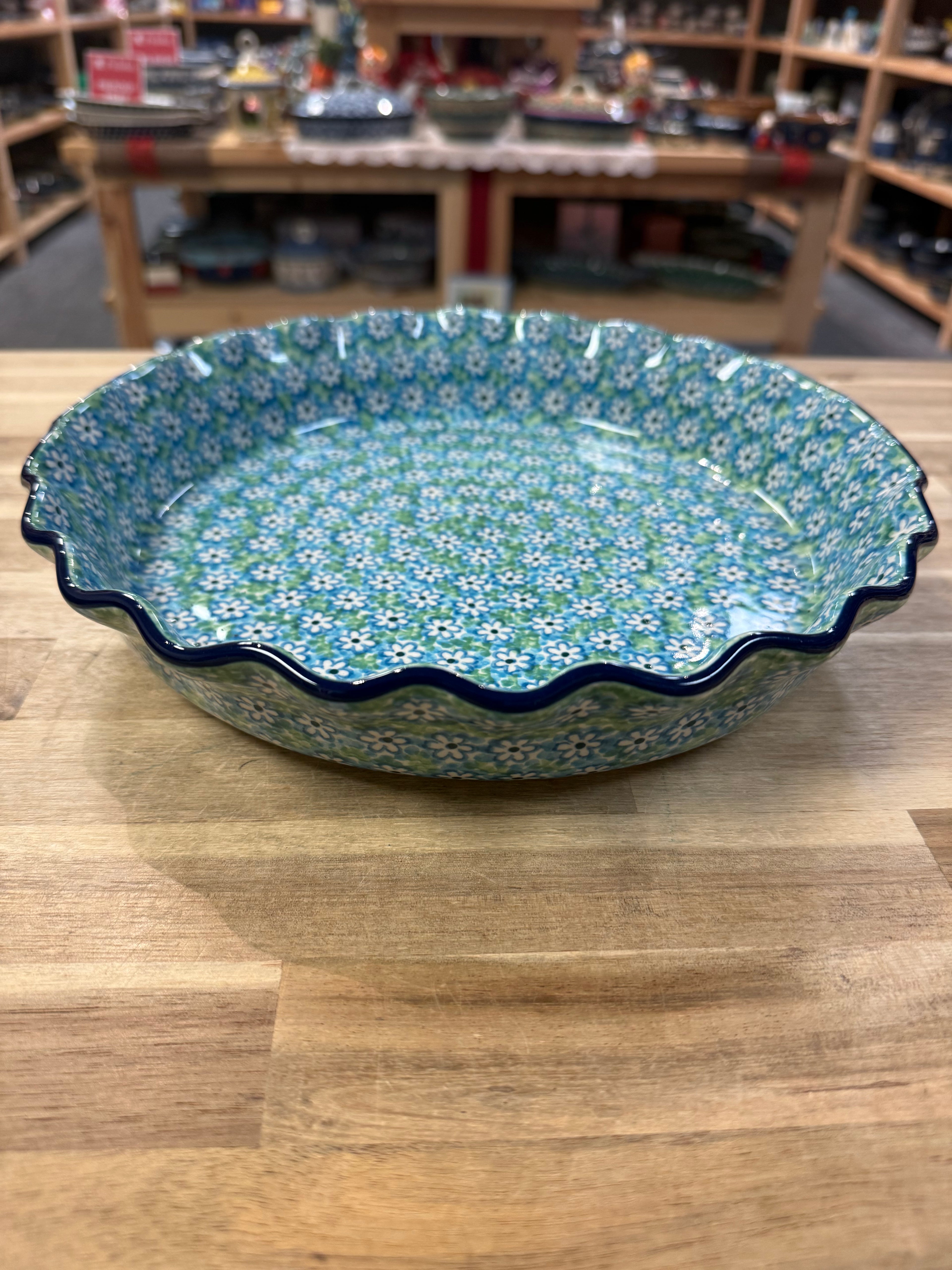 Polish Pottery Pie Plate - Traditional Fresh Flowers