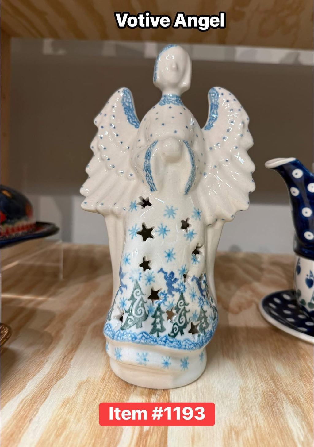 Polish Pottery Traditional(Cherubs) Votive Angel