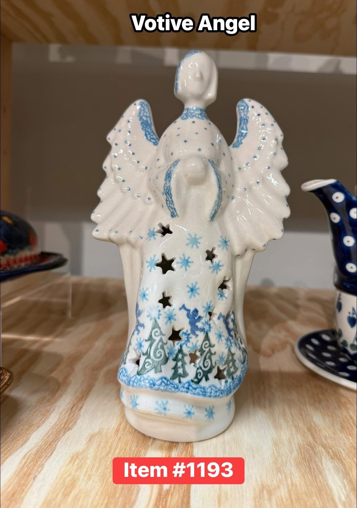 Polish Pottery Traditional(Cherubs) Votive Angel