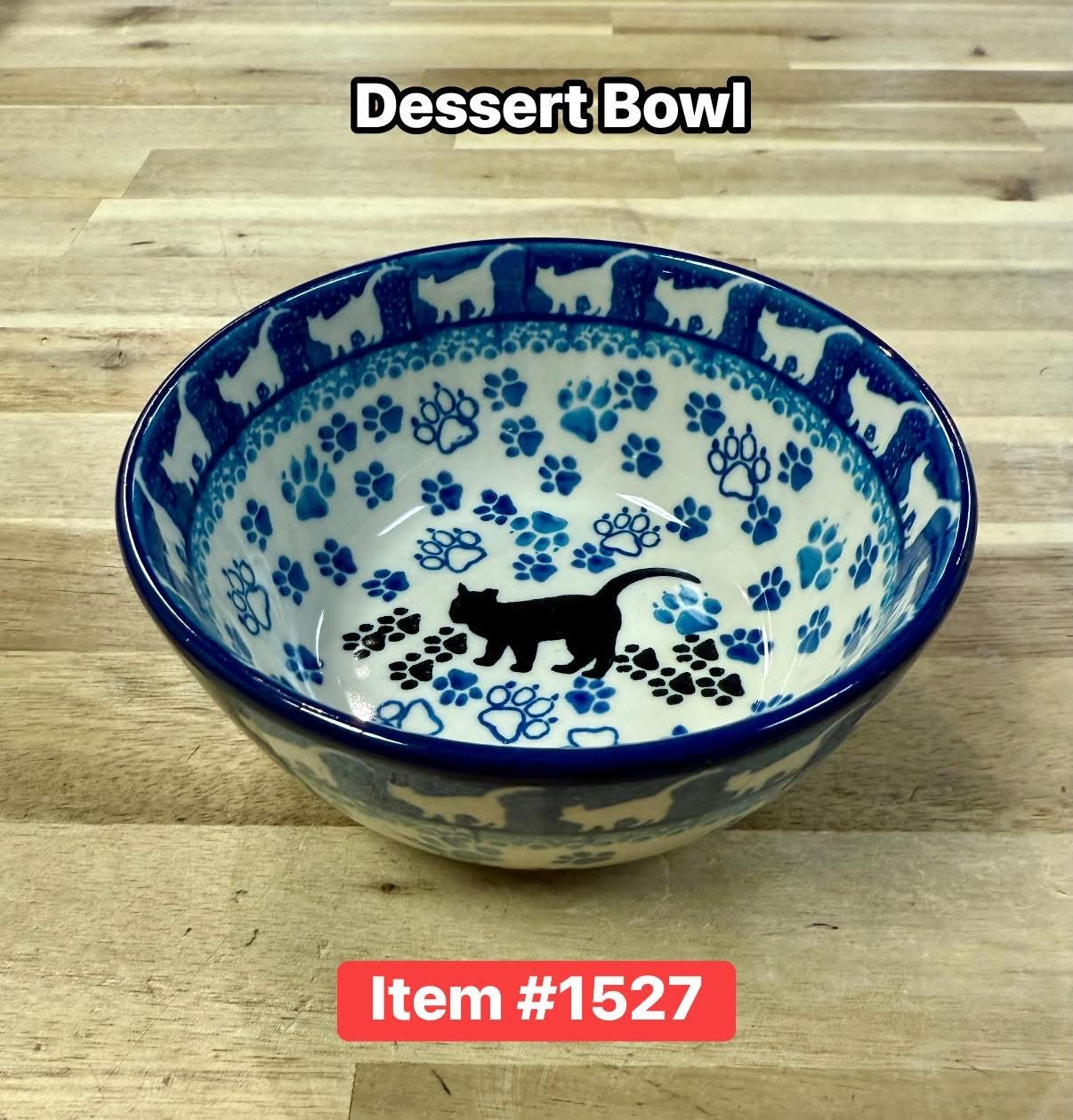 Polish Pottery Traditional(Black Cat) Dessert Bowl