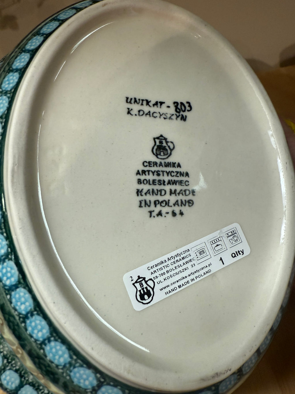 Polish Pottery Unikat 803 Chicken Baker