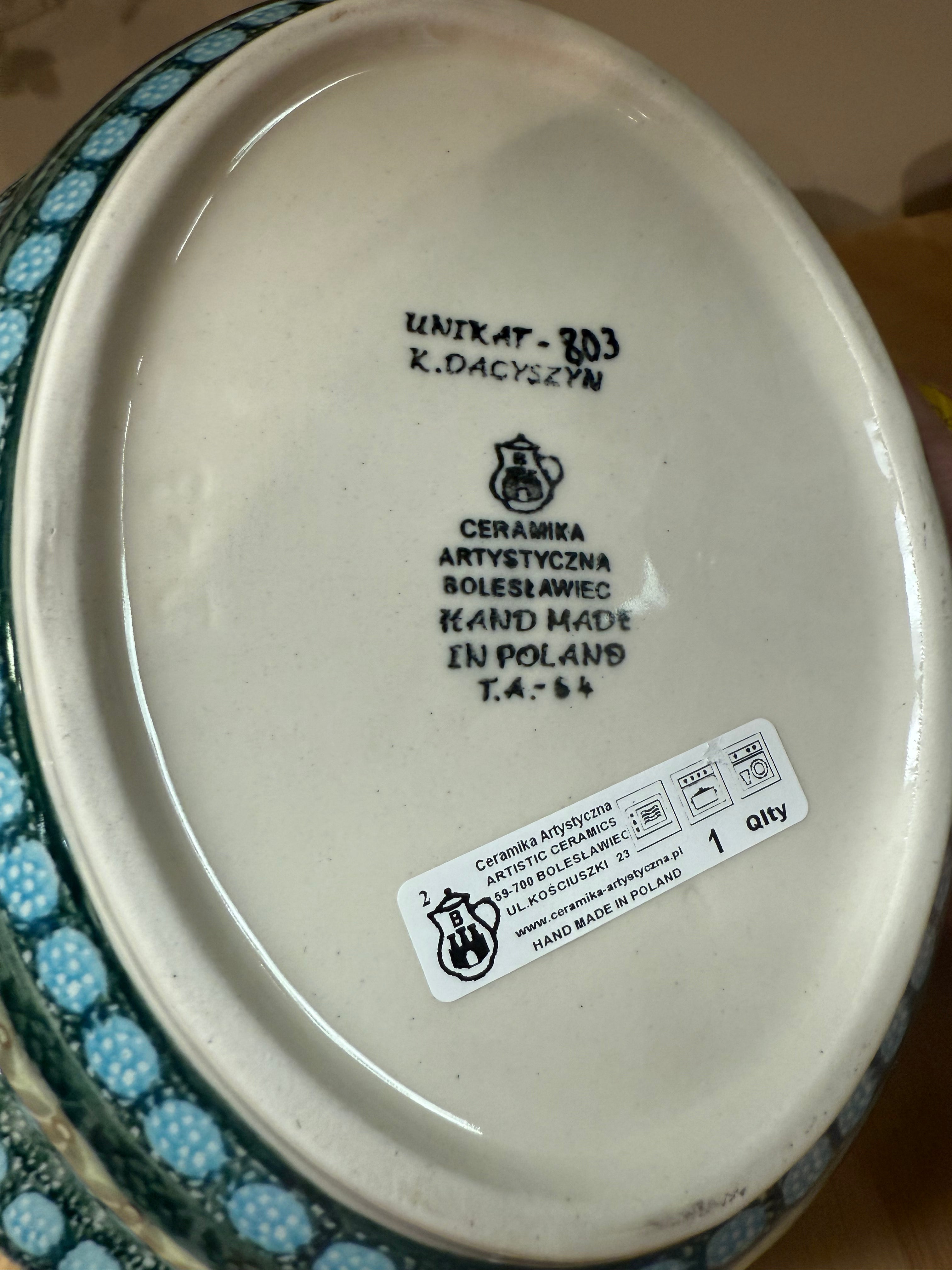 Polish Pottery Unikat 803 Chicken Baker
