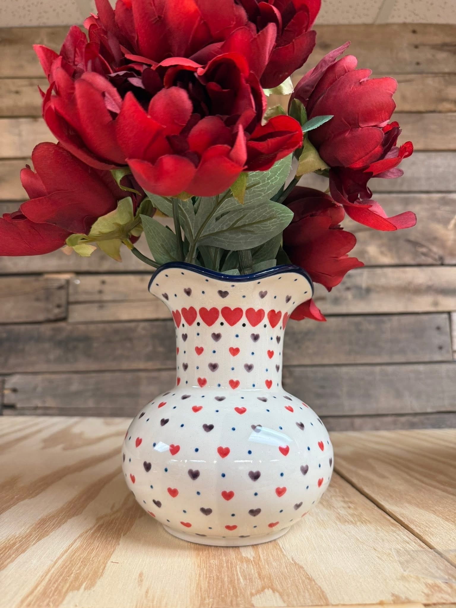 Polish Pottery Traditional(Multi Hearts) Vase