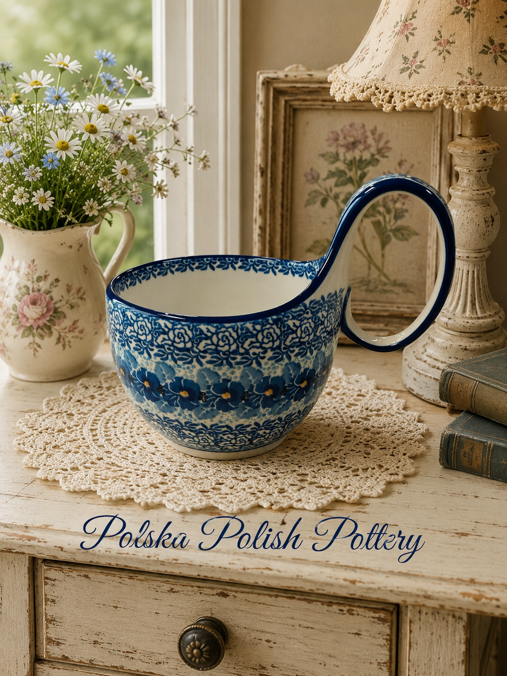 Polish Pottery Soup Mug - Unikat 3639