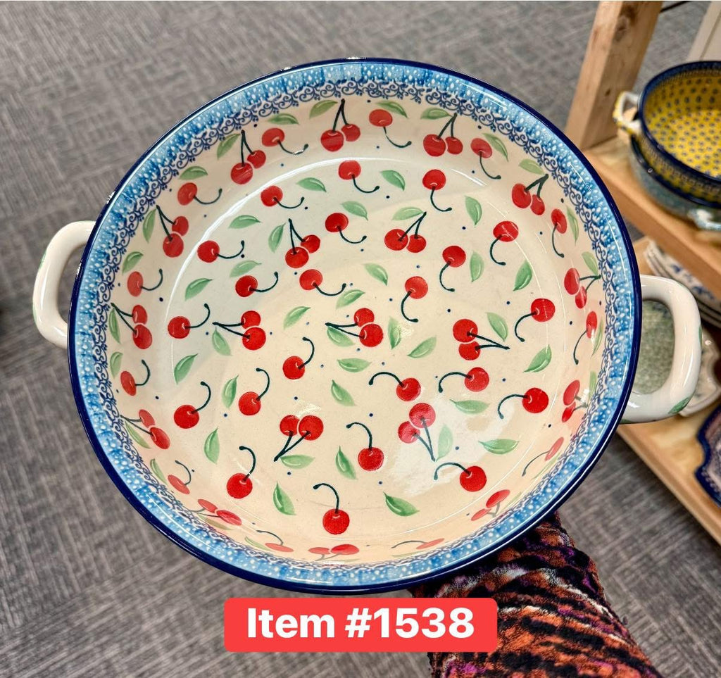 Polish Pottery Kielbasa Dish - Traditional Cherries