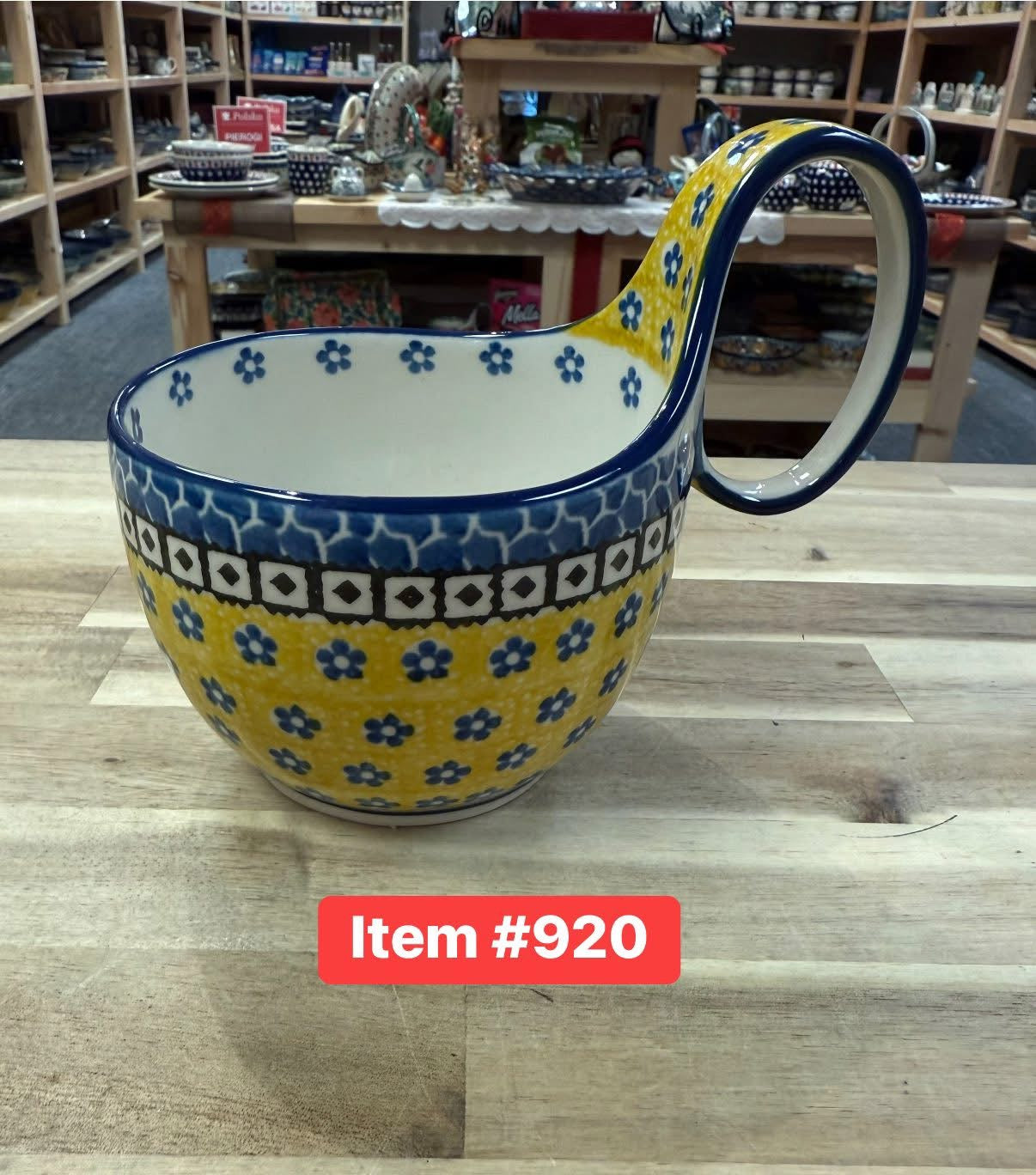 Polish Pottery Traditional(Yellow/Blue) Soup Mug