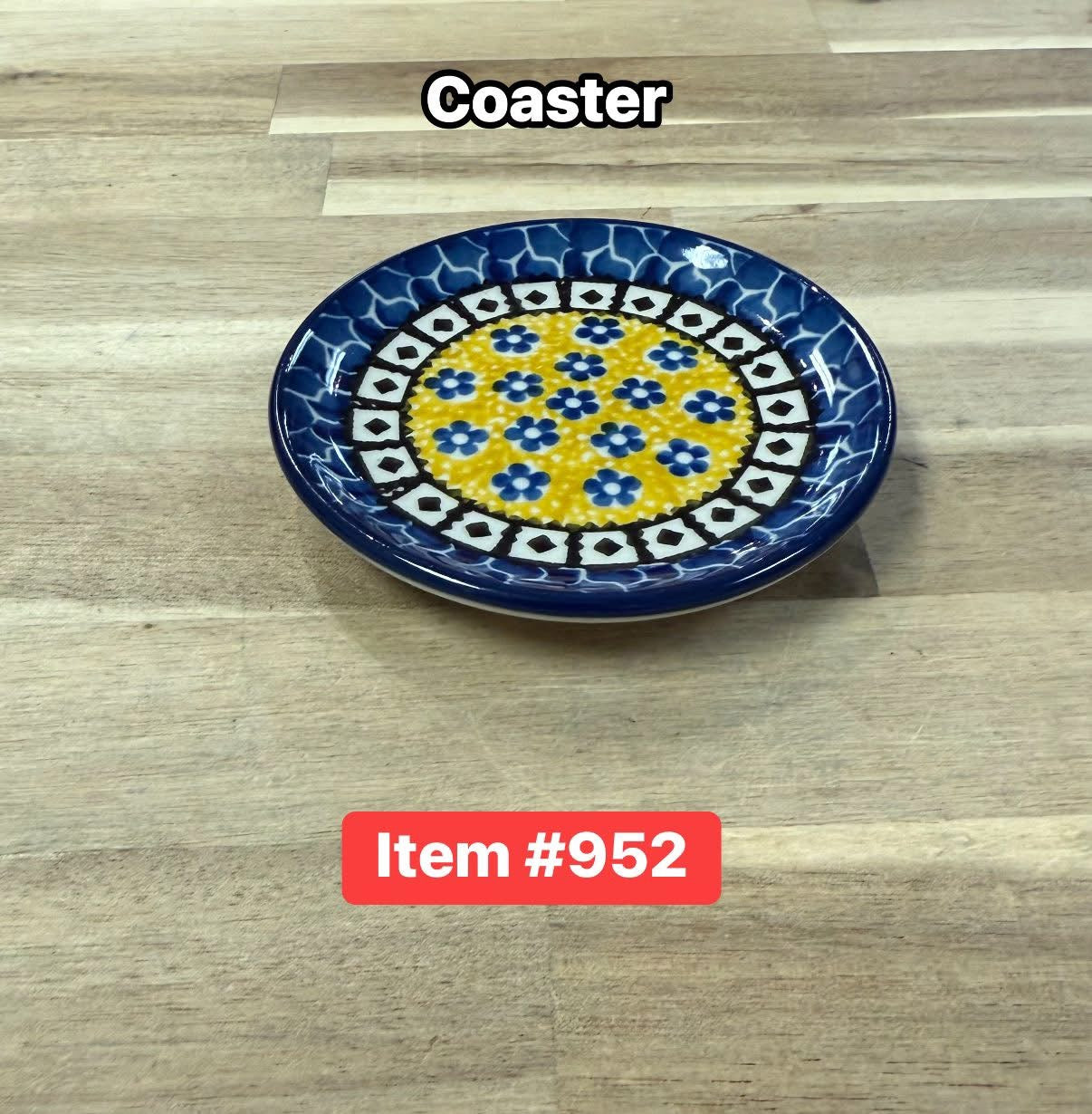 Polish PotteryTraditional(Yellow/Blue) Coaster/Mug Topper