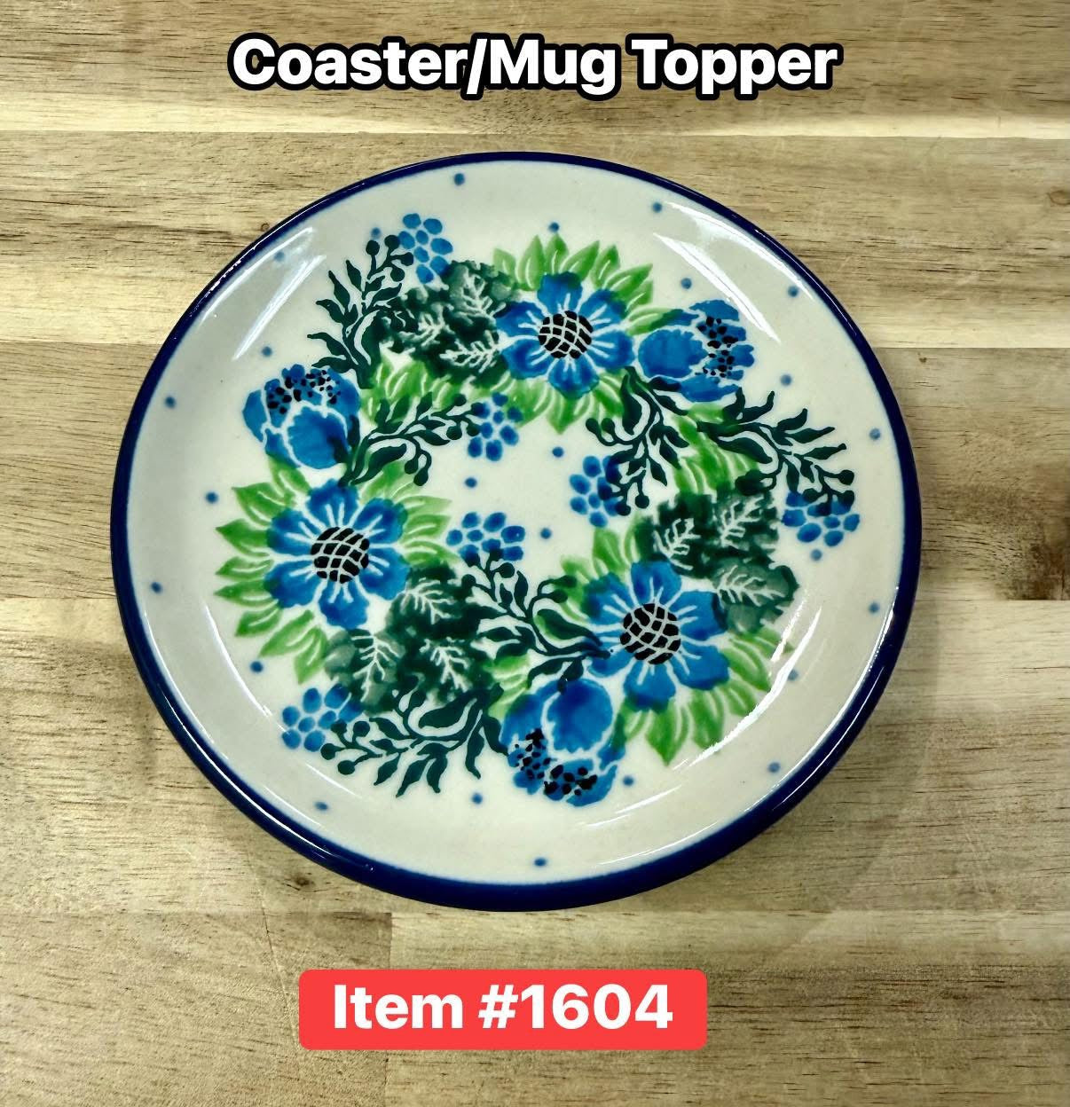Polish Pottery Traditional(Blue Flowers) Coaster/Mug Topper