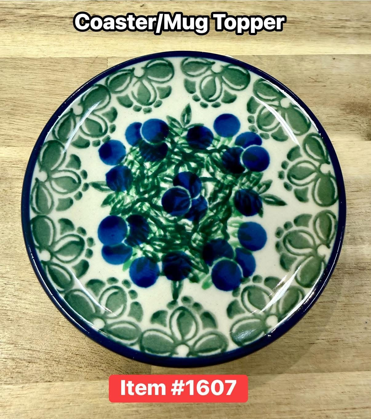 Polish Pottery Traditional(Blueberries) Coaster/Mug Topper