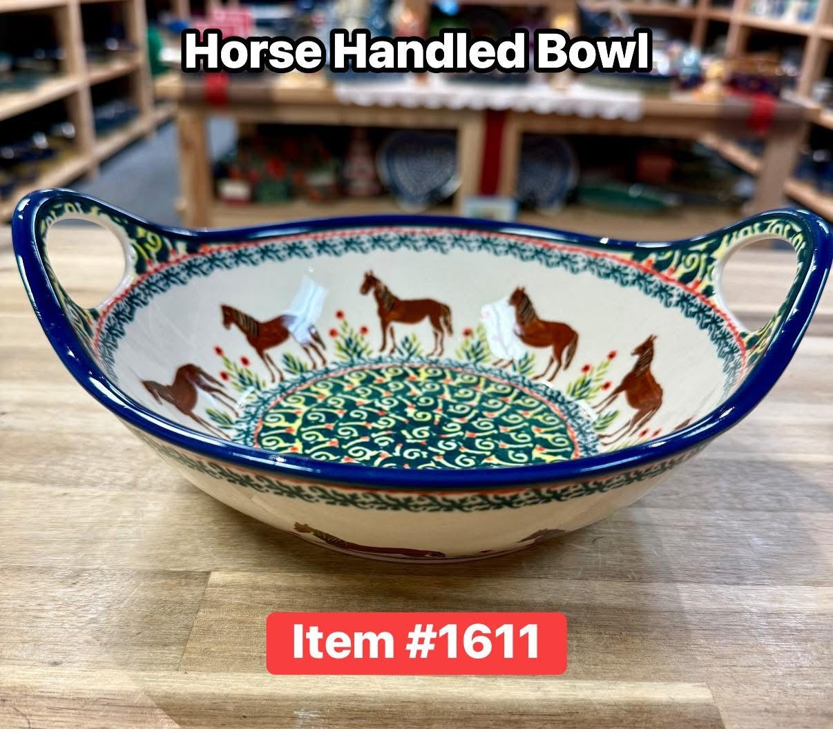 Polish Pottery Traditional(Horse) Zaklady Handled Bowl