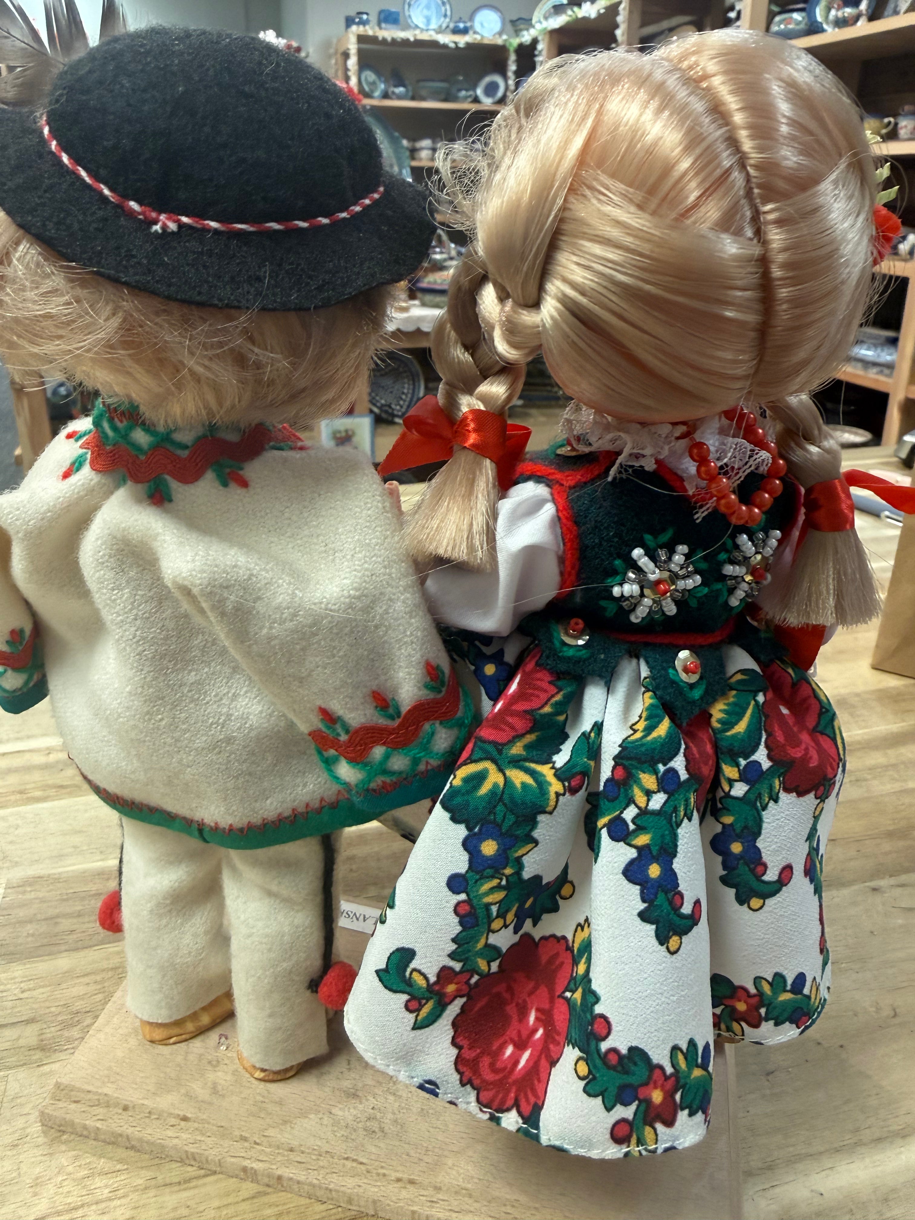 Polish Boy & Girl Dolls w/Hand Stitched Costumes