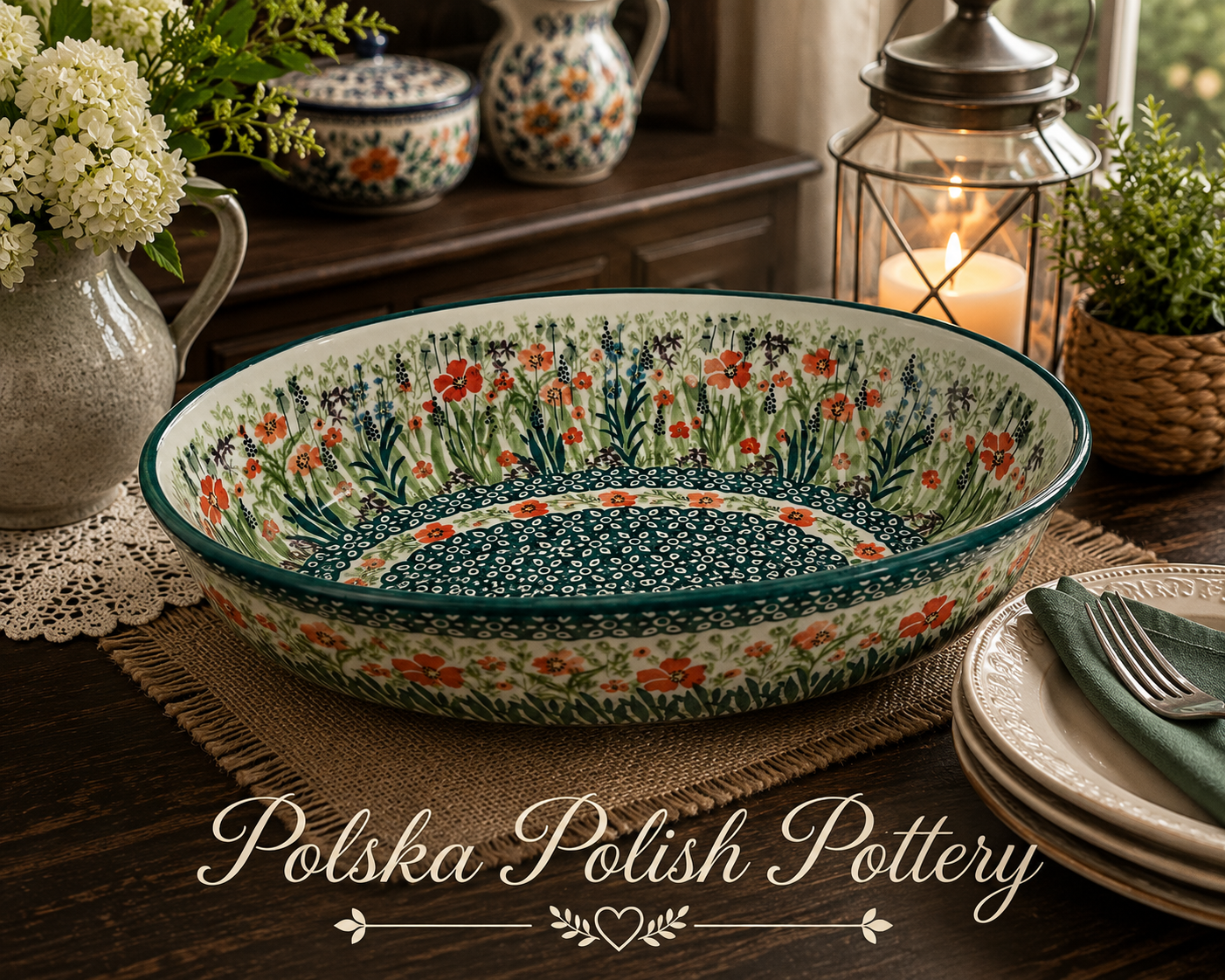 Polish Pottery Oval Baker - Unikat 4335