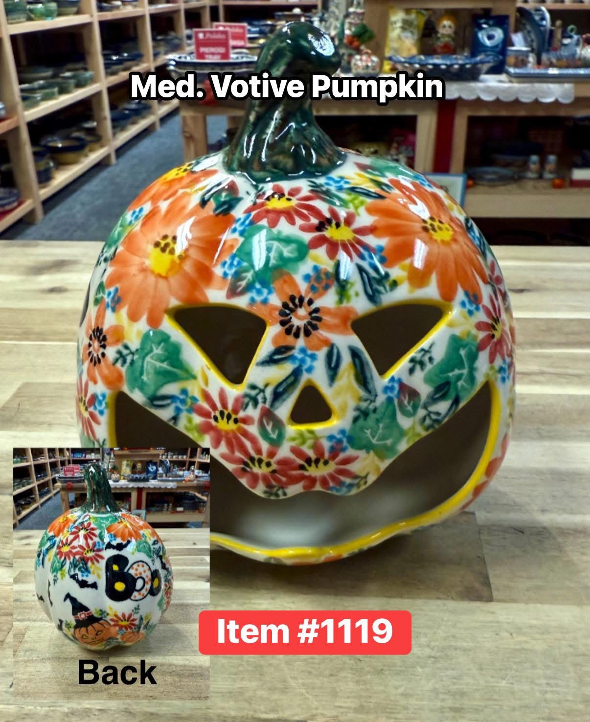 Polish Pottery Pumpkin/Jack-o-lantern