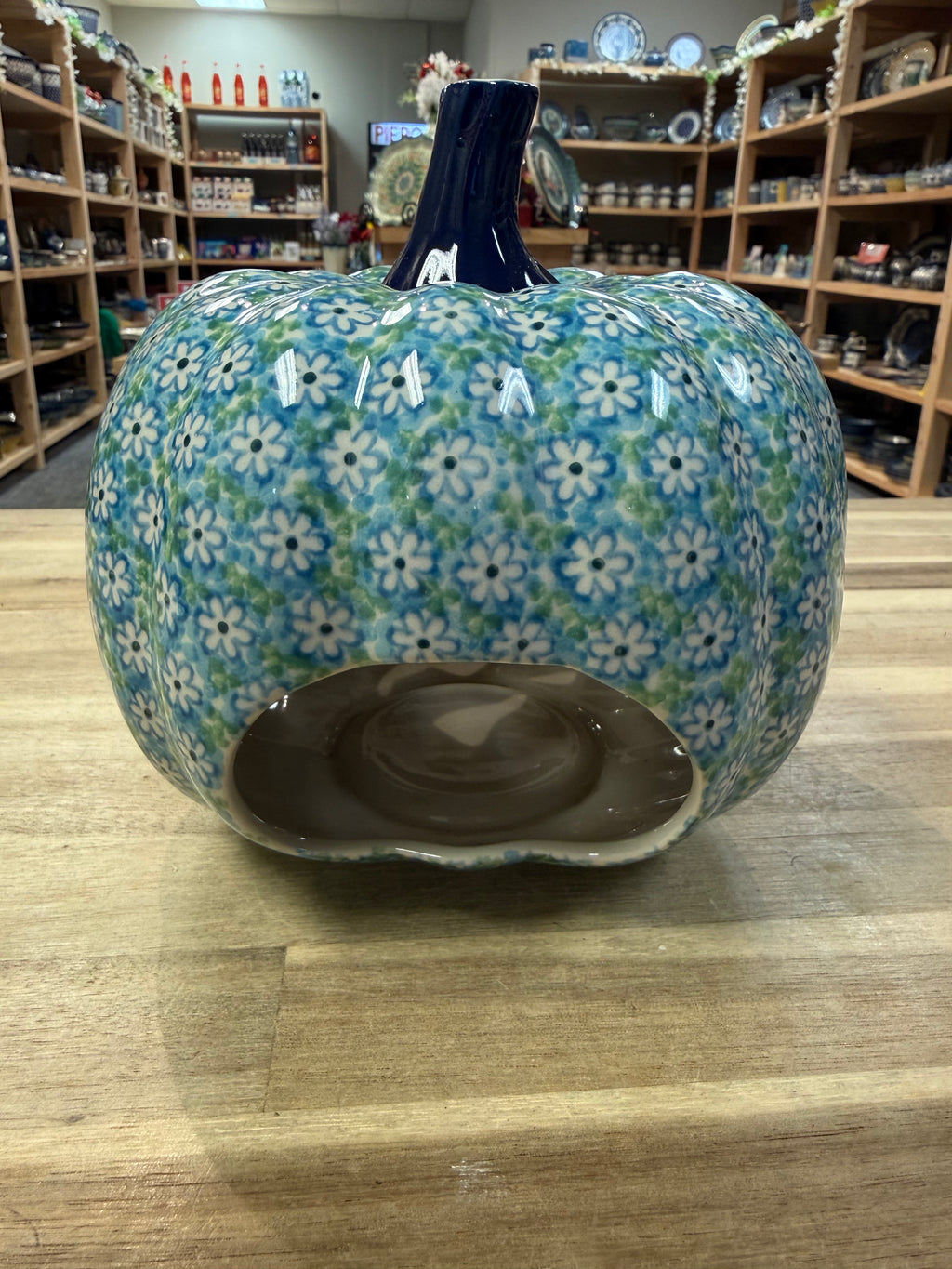 Polish Pottery Traditional(Fresh Flowers) Pumpkin/Jack-o-lantern