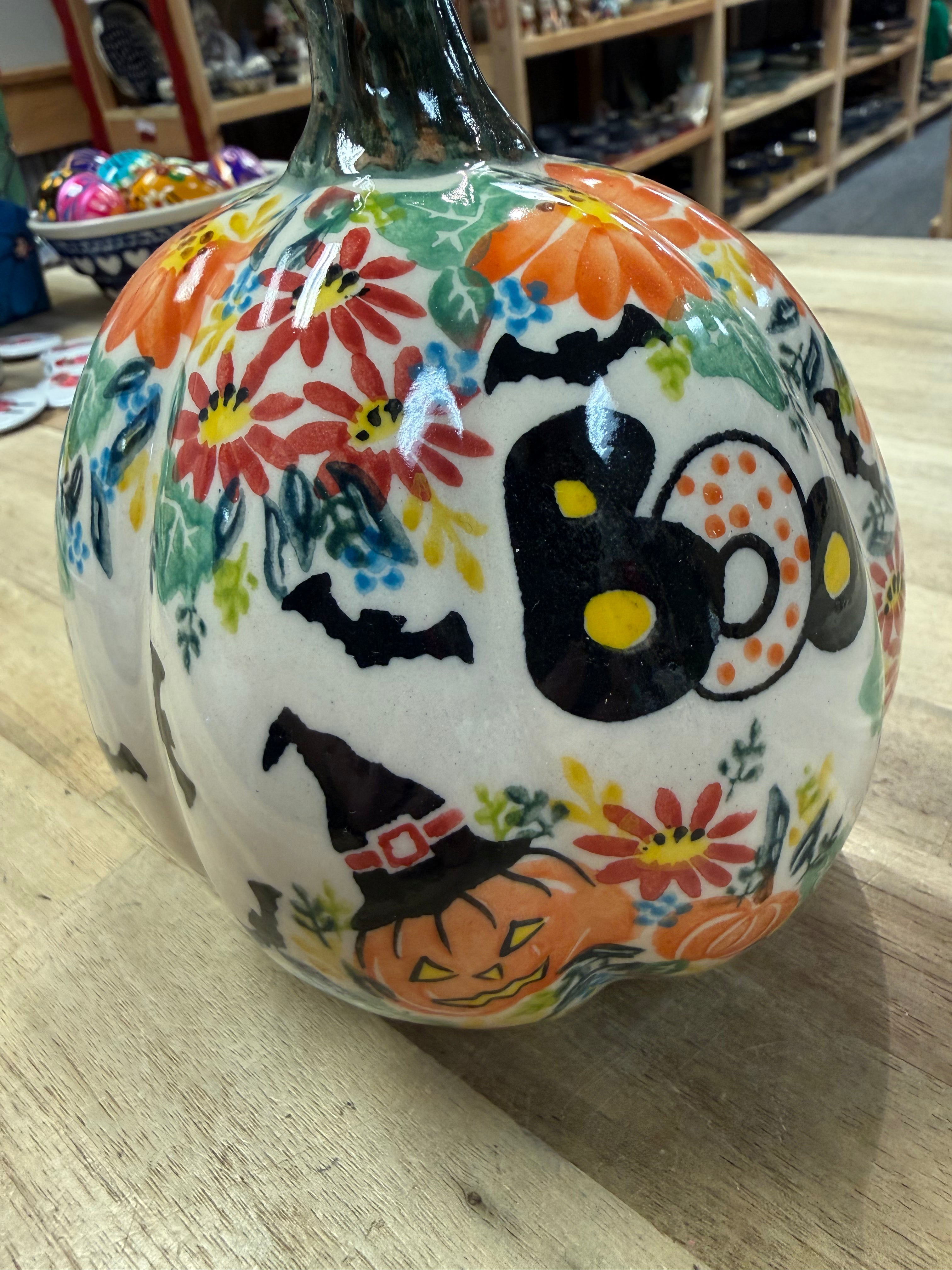 Polish Pottery Pumpkin/Jack-o-lantern