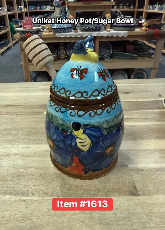 Polish Pottery Unikat Honey Pot/Sugar Bowl