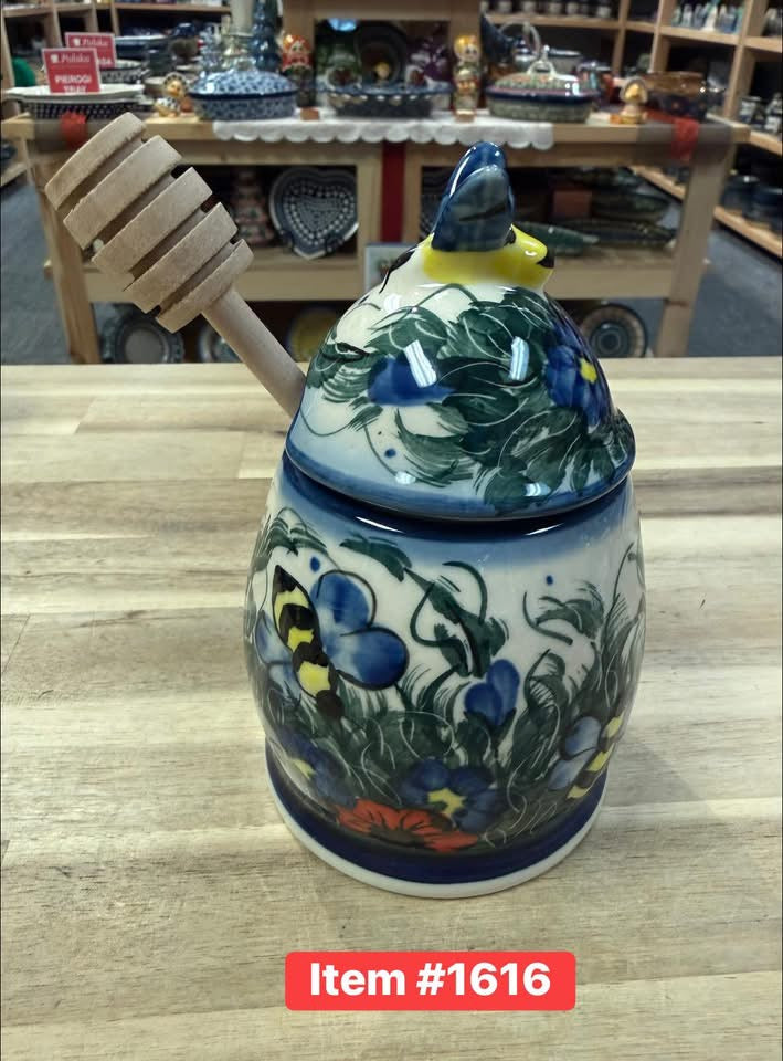Polish Pottery Unikat Honey Pot/Sugar Bowl