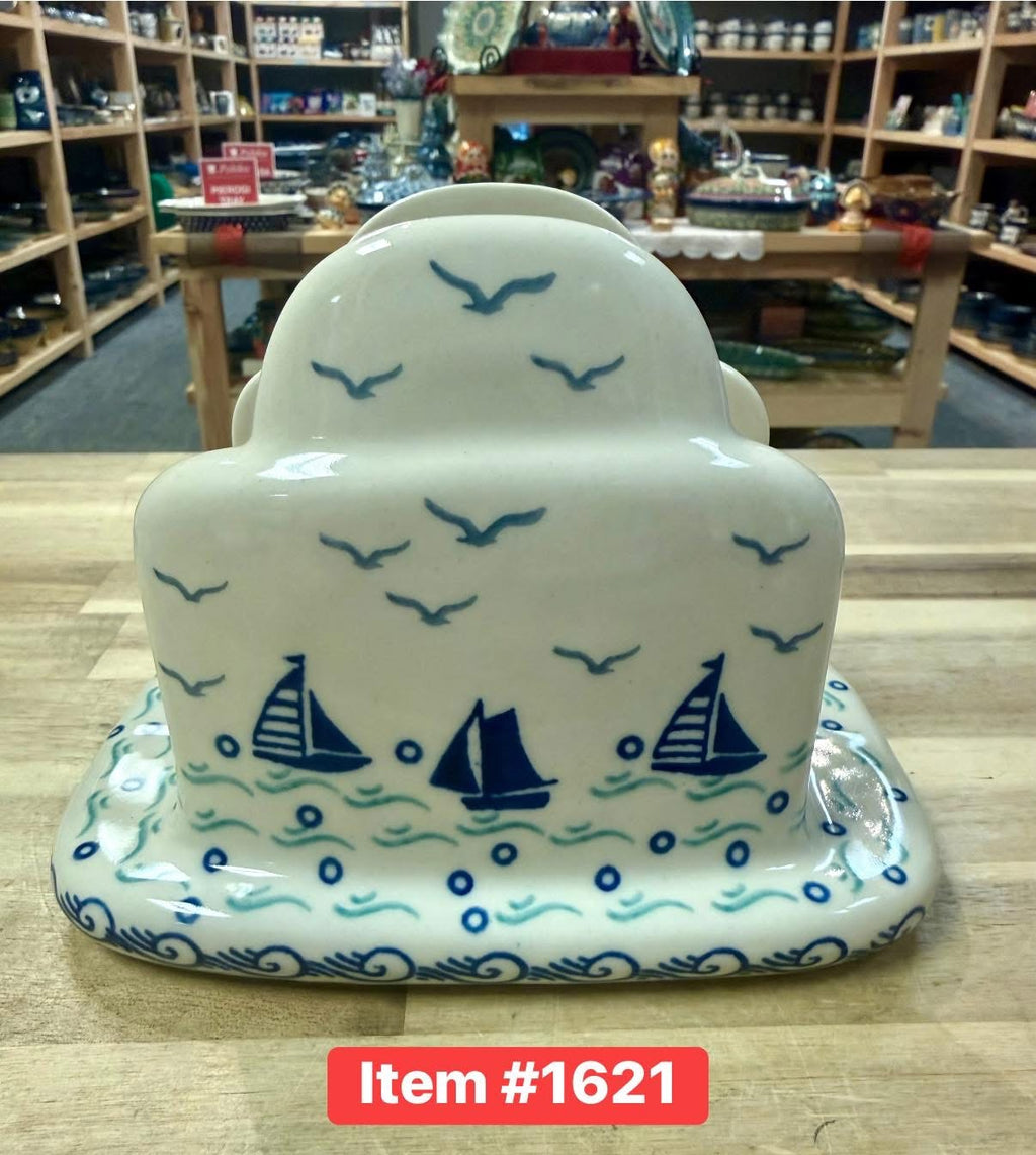 Polish Pottery Traditional(Sailboat) Napkin Holder
