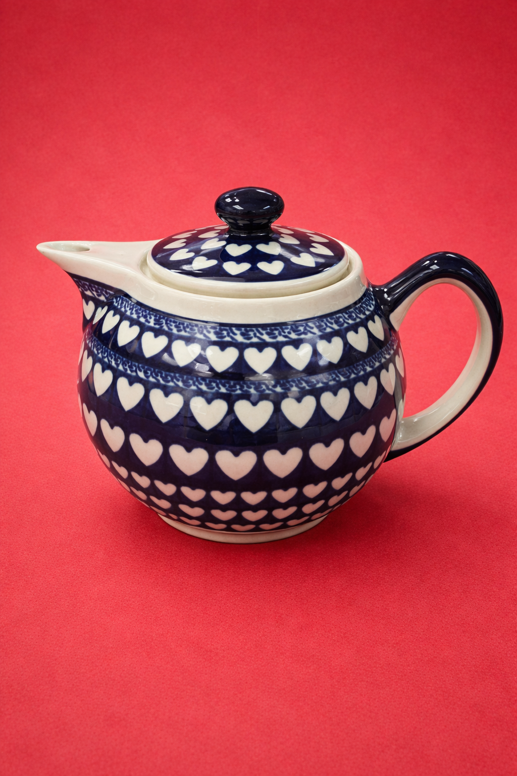 Polish Pottery Traditional Hearts Teapot