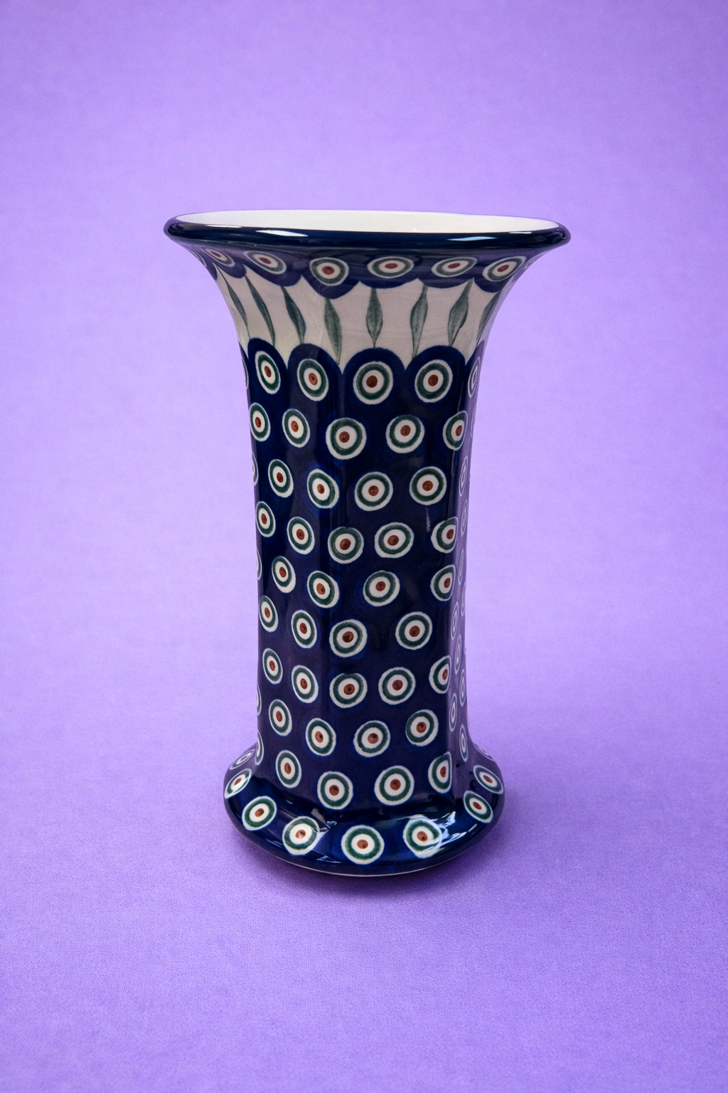 Polish Pottery Traditional Peacock Vase