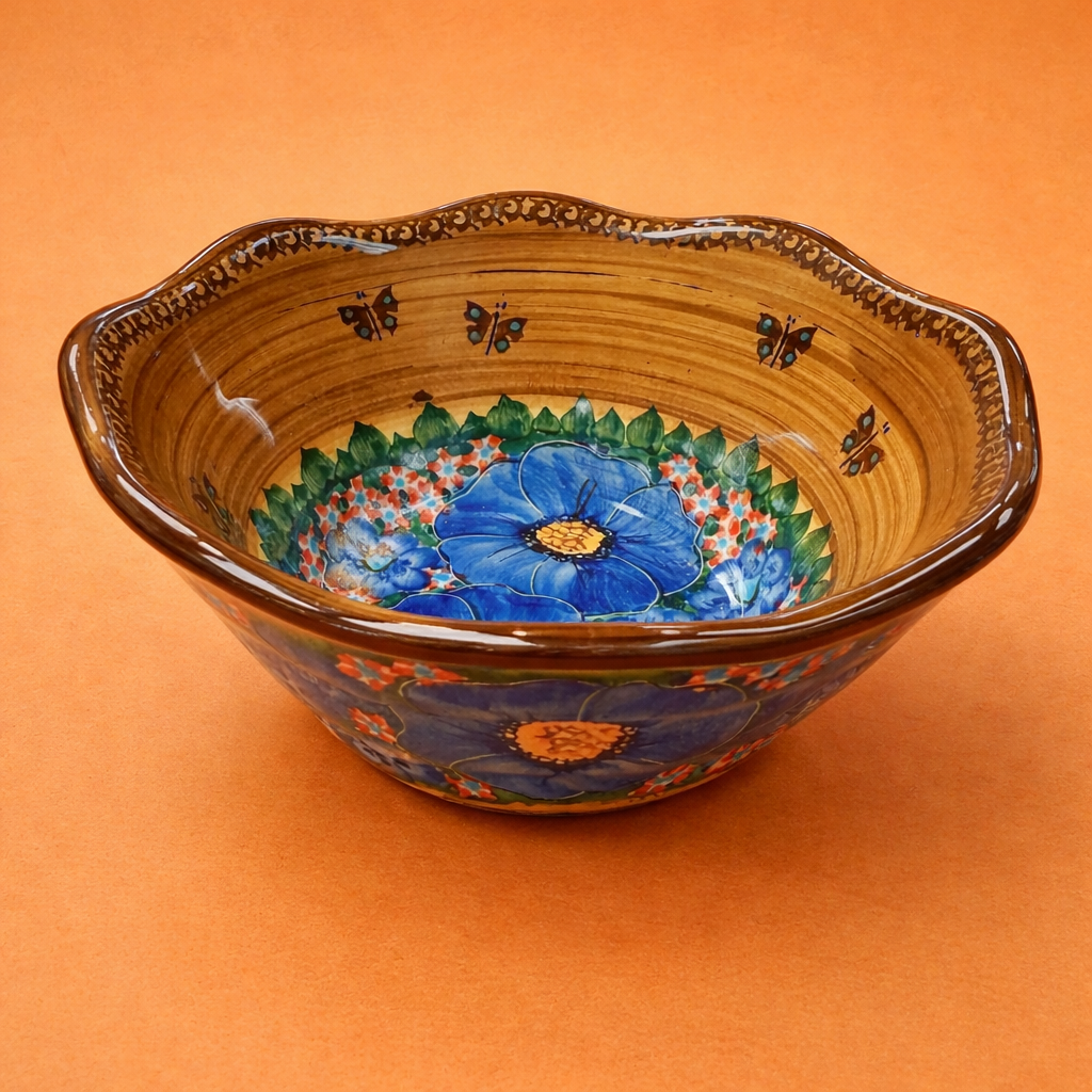 Polish Pottery Unikat CerRaf ( Brwn/Blue) Bowl