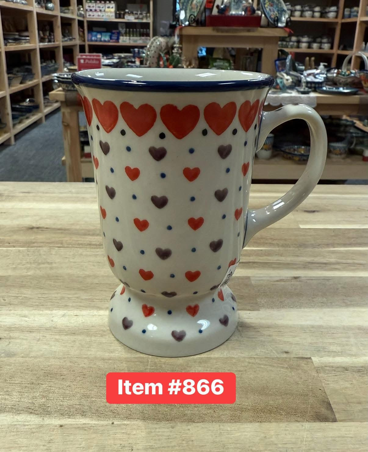 Polish Pottery Traditional(Hearts) Pedestal Mug