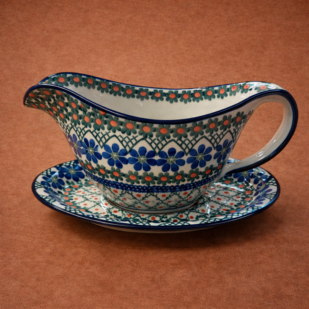 Polish Pottery Traditional(Criss Cross) Gravy Boat