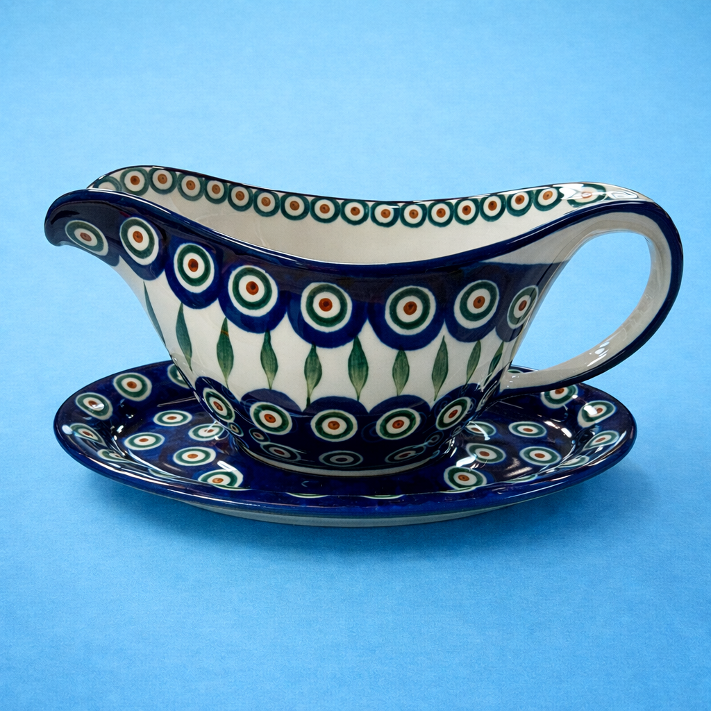 Polish Pottery Traditional(Peacock) Gravy Boat