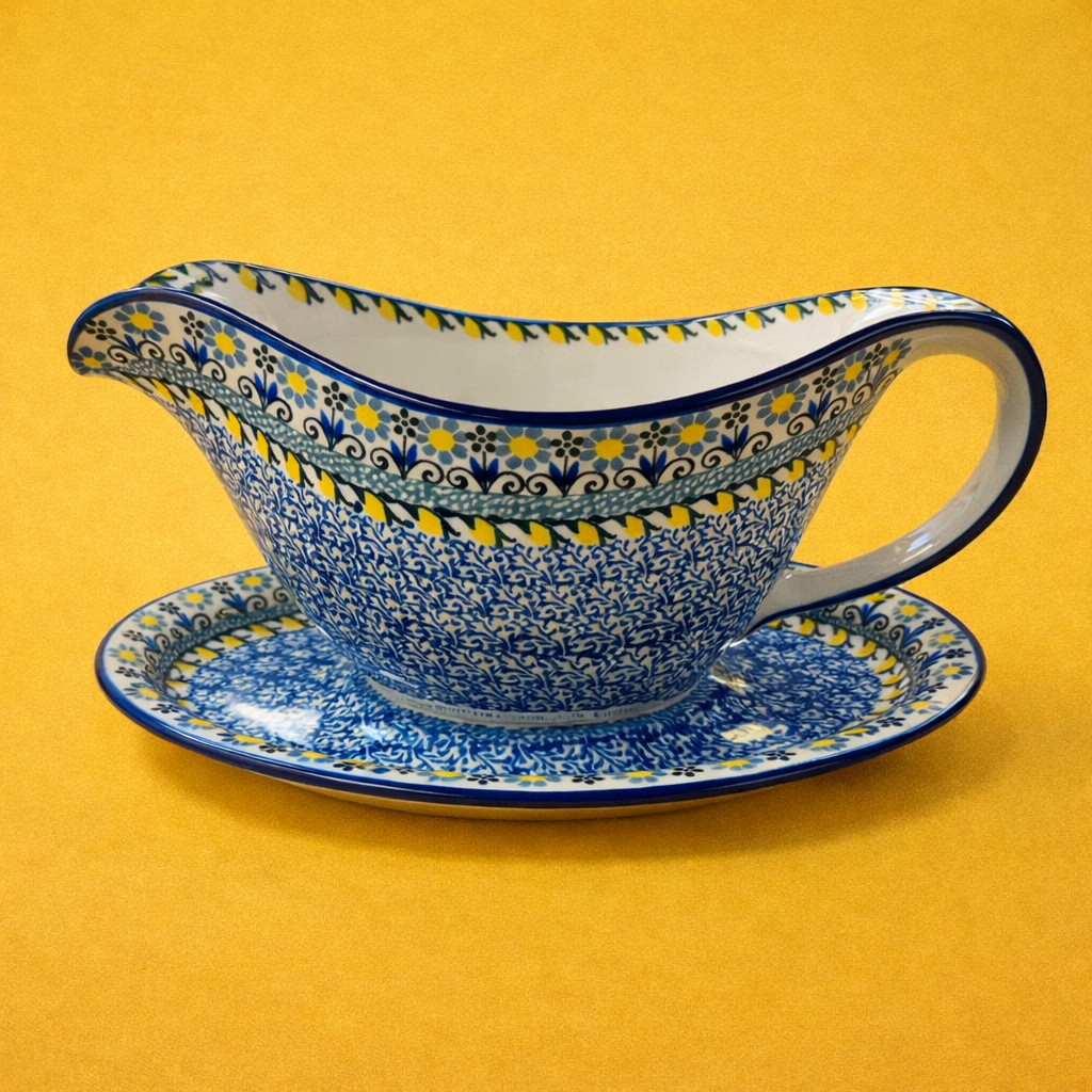 Polish Pottery Traditional(Yellow/Blue) Gravy Boat
