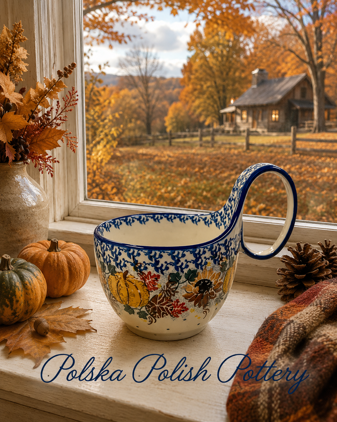 Polish Pottery Soup Mug - Unikat 4741 Harvest