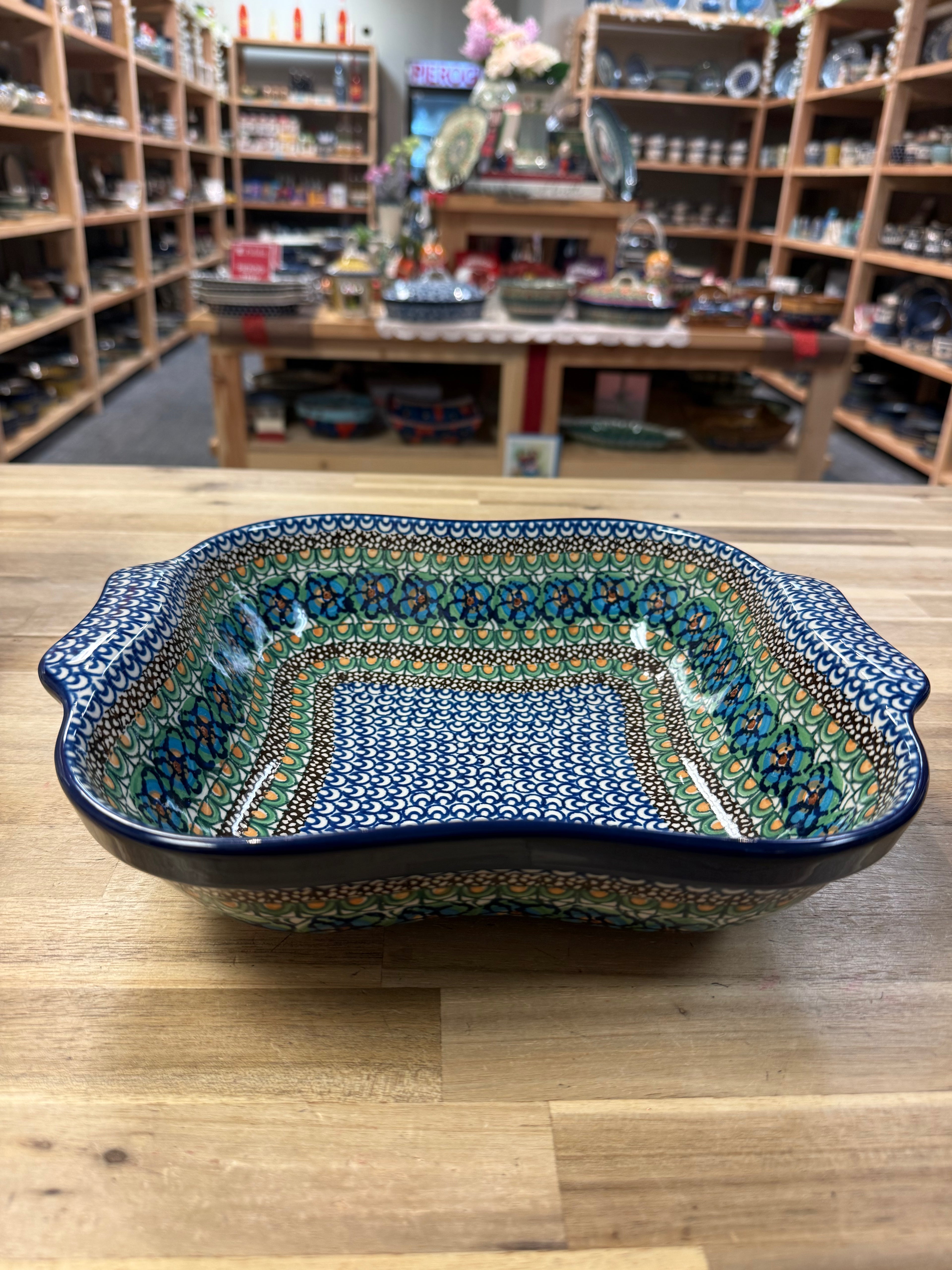 Polish Pottery Square Handled Baker - Unikat 151