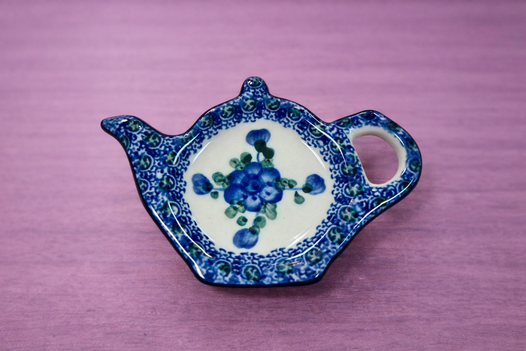 Polish Pottery Traditional(Blueberry Flower) Tea Bag Holder