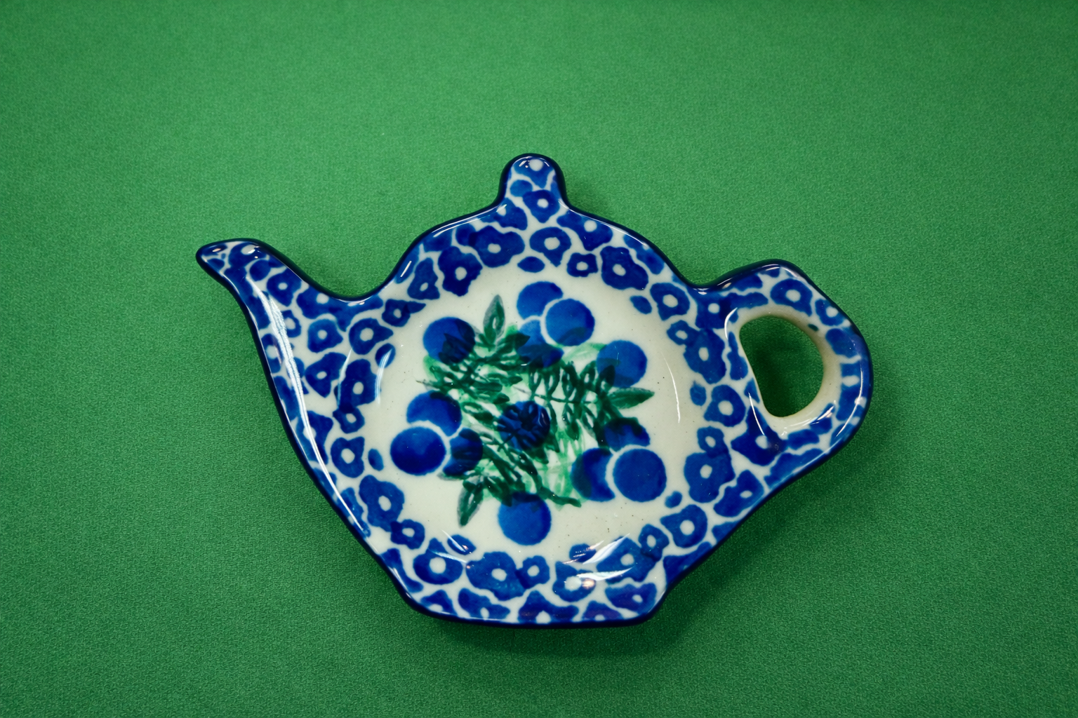 Polish Pottery Traditional(Blueberries) Tea Bag Holder